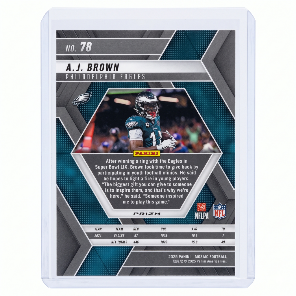 2025 Panini Mosaic A.J. Brown Green Mosaic Prizm #78
