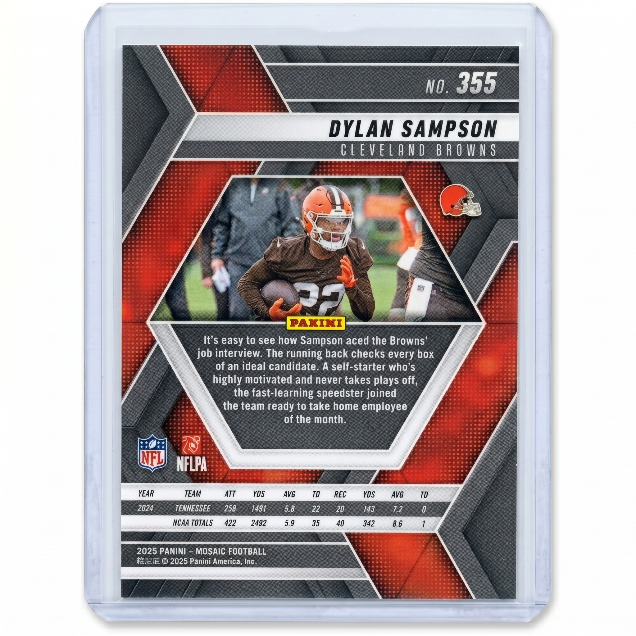 2025 Panini Mosaic Dylan Sampson Base RC Card #355