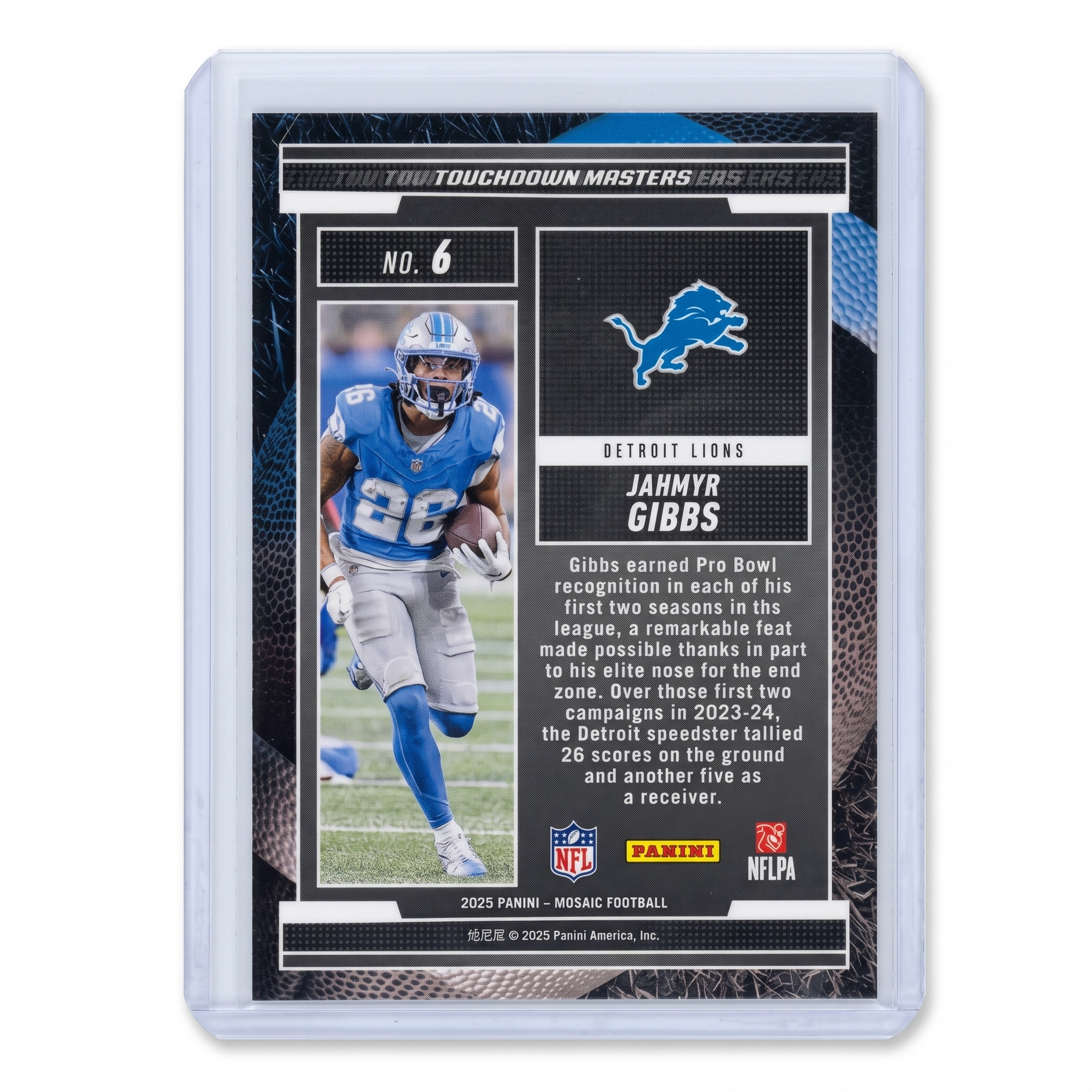 2025 Panini Mosaic Jahmyr Gibbs Touchdown Master #6