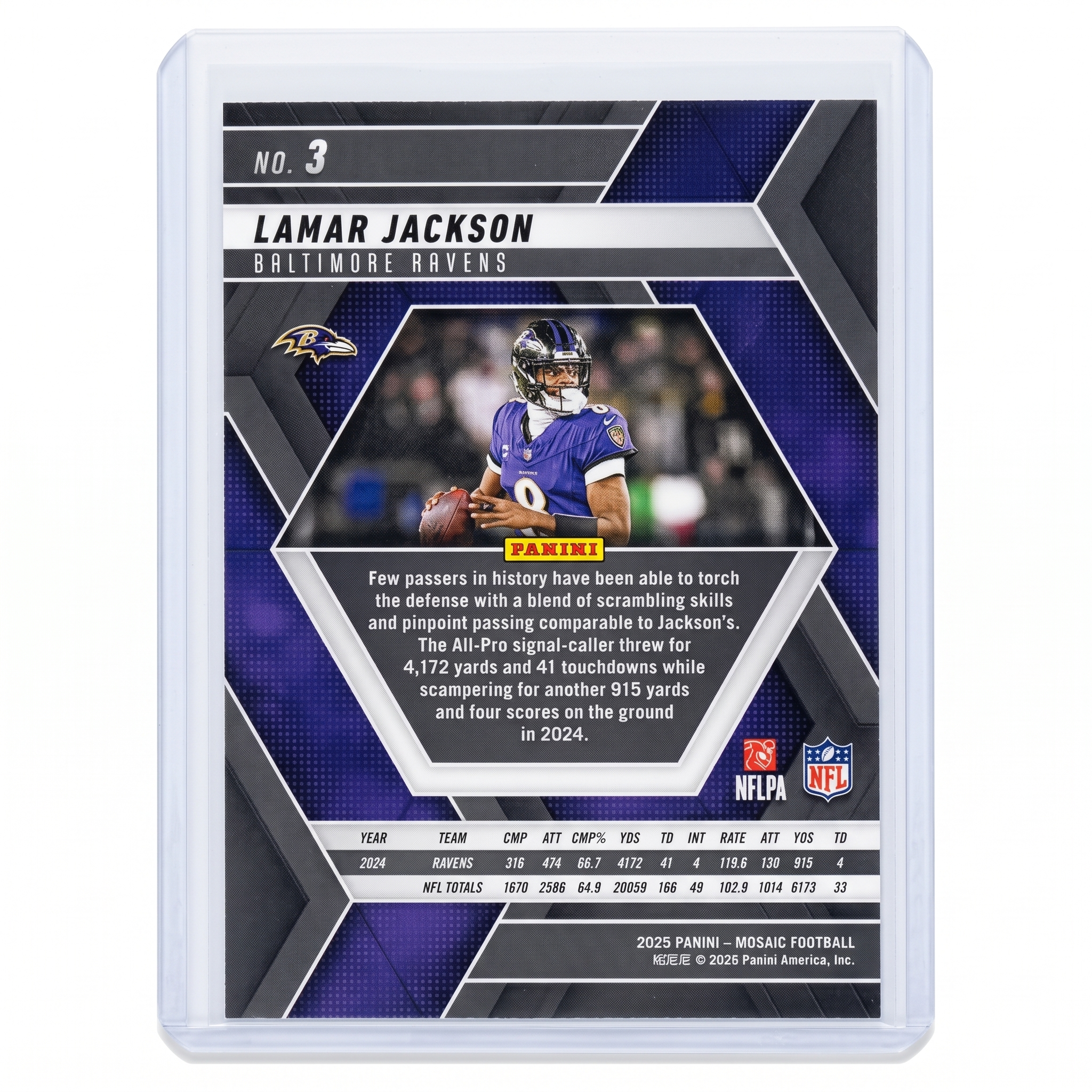 2025 Panini Mosaic Lamar Jackson Base #3