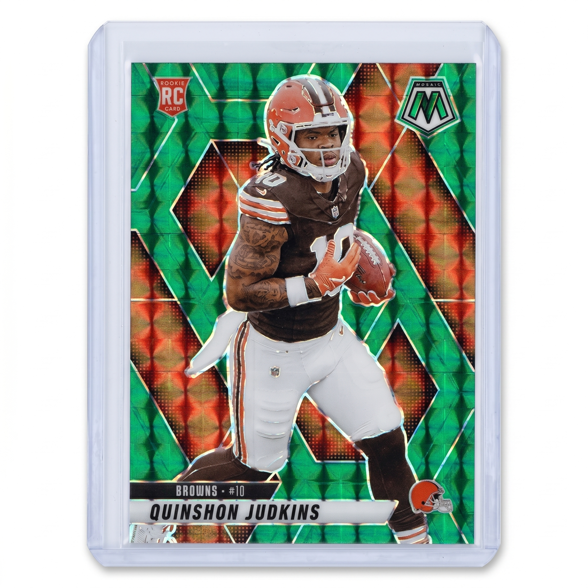 2025 Panini Mosaic Quinshon Judkins RC Green Mosaic Prizm #365