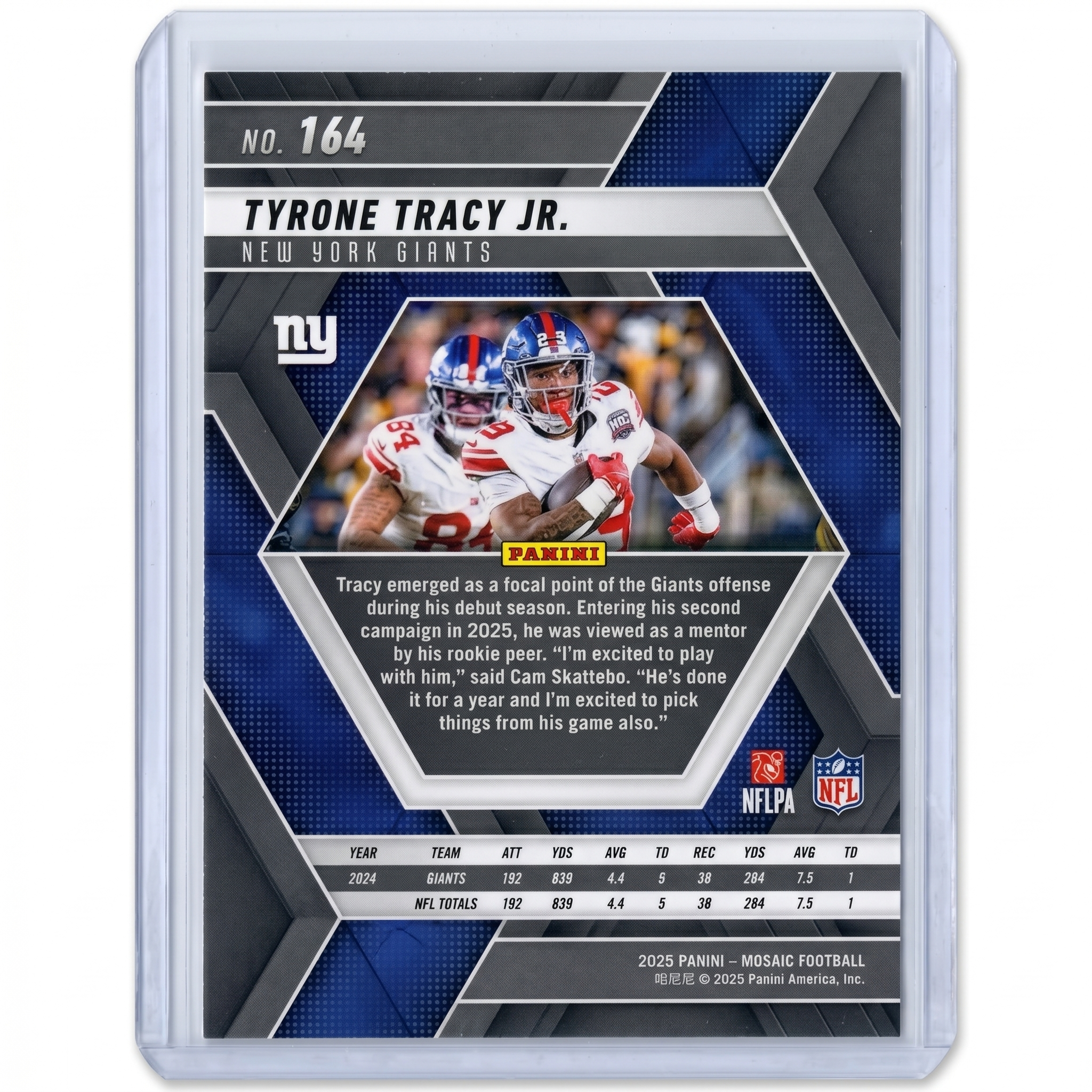 2025 Panini Mosaic Tyrone Tracy Jr. Base Card #164
