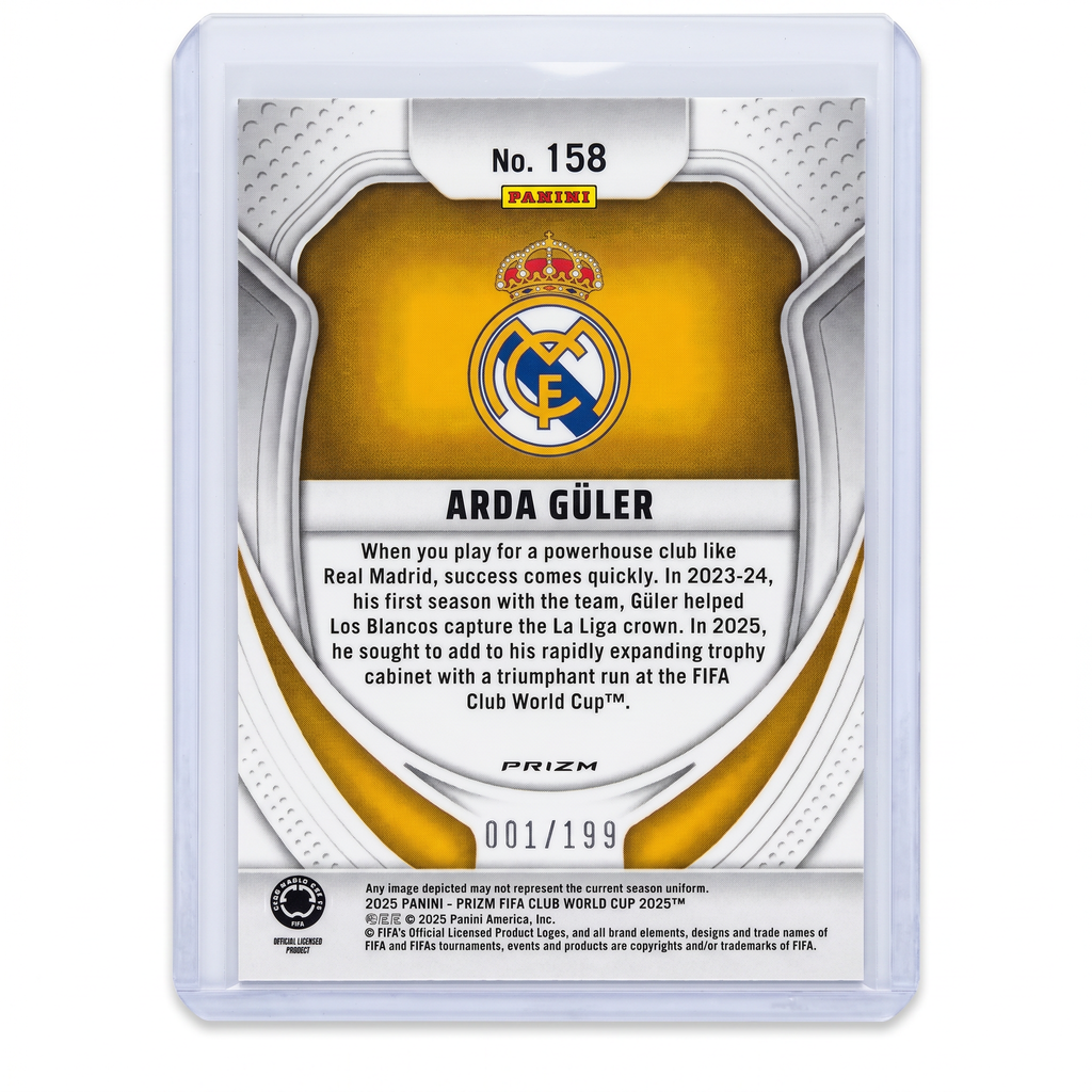 2025 Panini Prizm FIFA Club World Cup Arda Guler Red Prizm Parallel 001/199