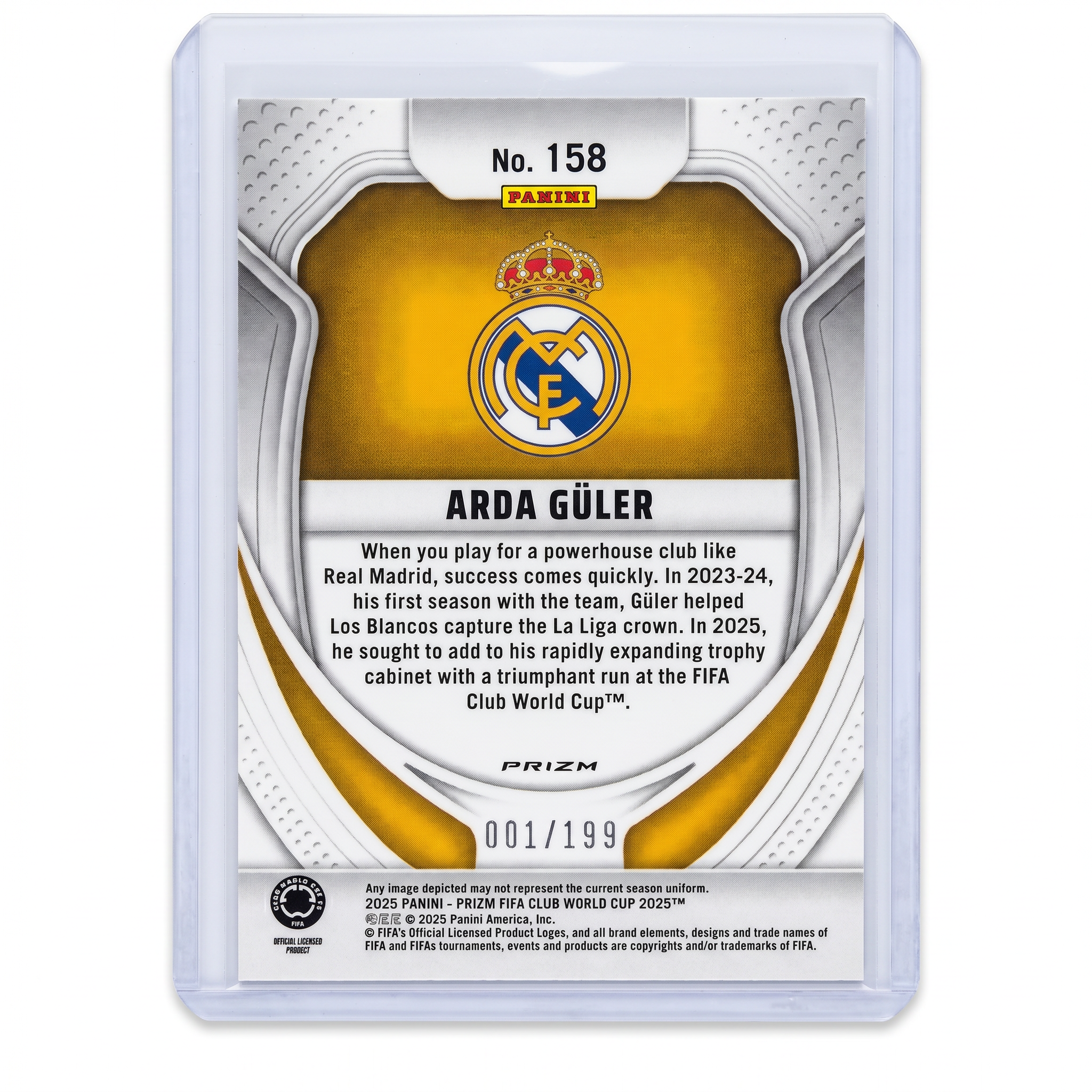2025 Panini Prizm FIFA Club World Cup Arda Guler Red Prizm Parallel 001/199