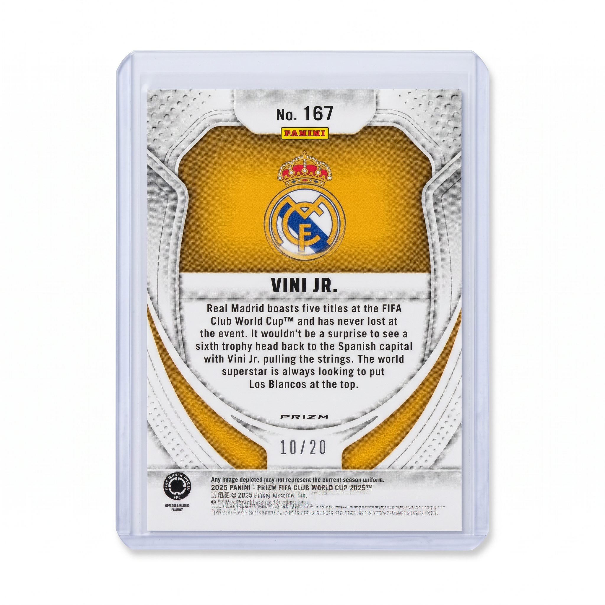2025 Panini Prizm FIFA Club World Cup Logo Pattern 10/20 Vini Jr.