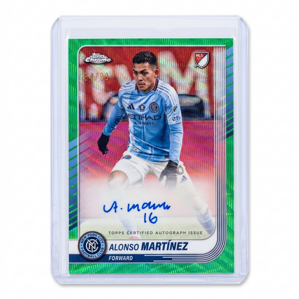 2025 TOPPS CHROME MLS ALONSO MARTINEZ CHROME AUTO GREEN REFRACTOR  84/99 #CA-MZ