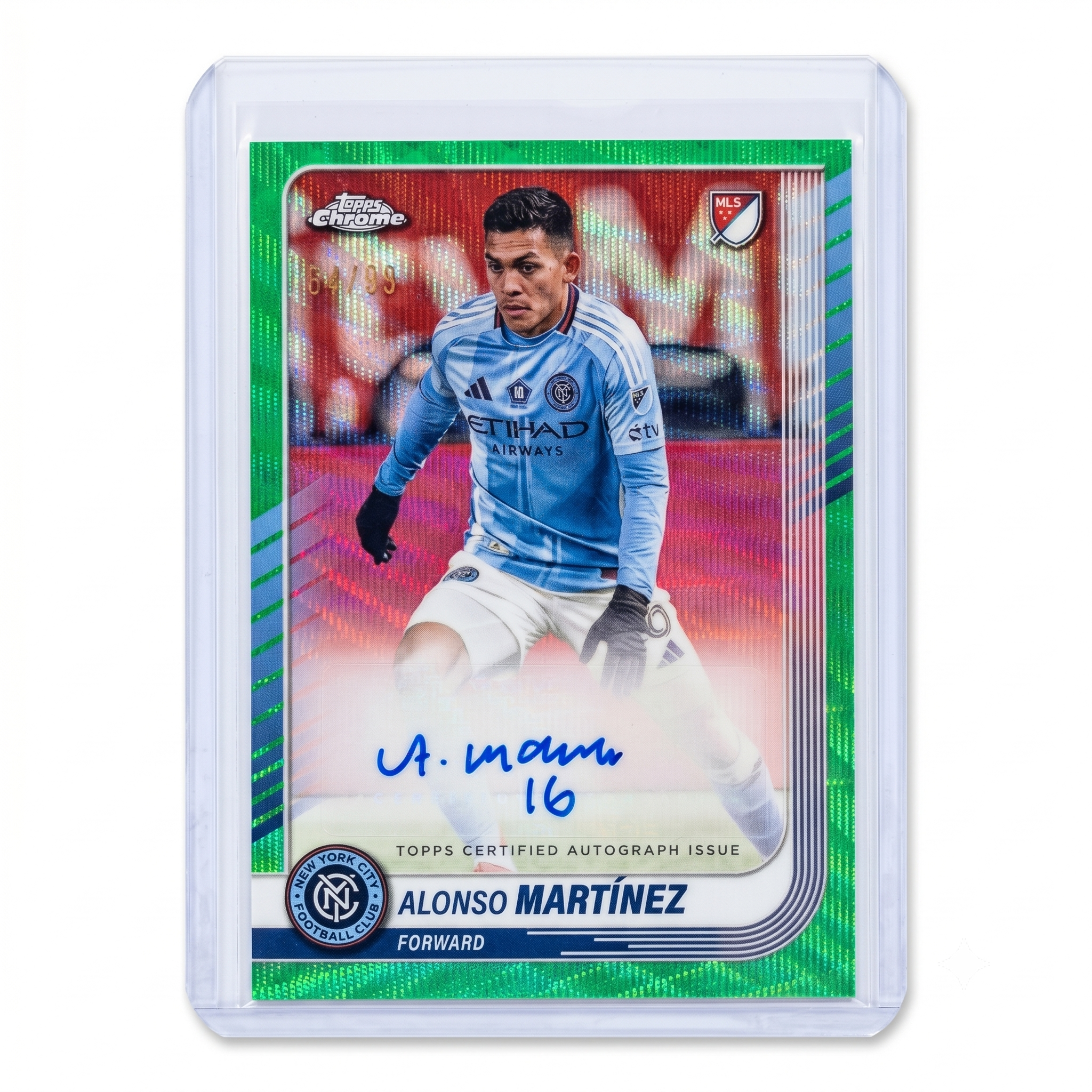 2025 TOPPS CHROME MLS ALONSO MARTINEZ CHROME AUTO GREEN REFRACTOR  84/99 #CA-MZ