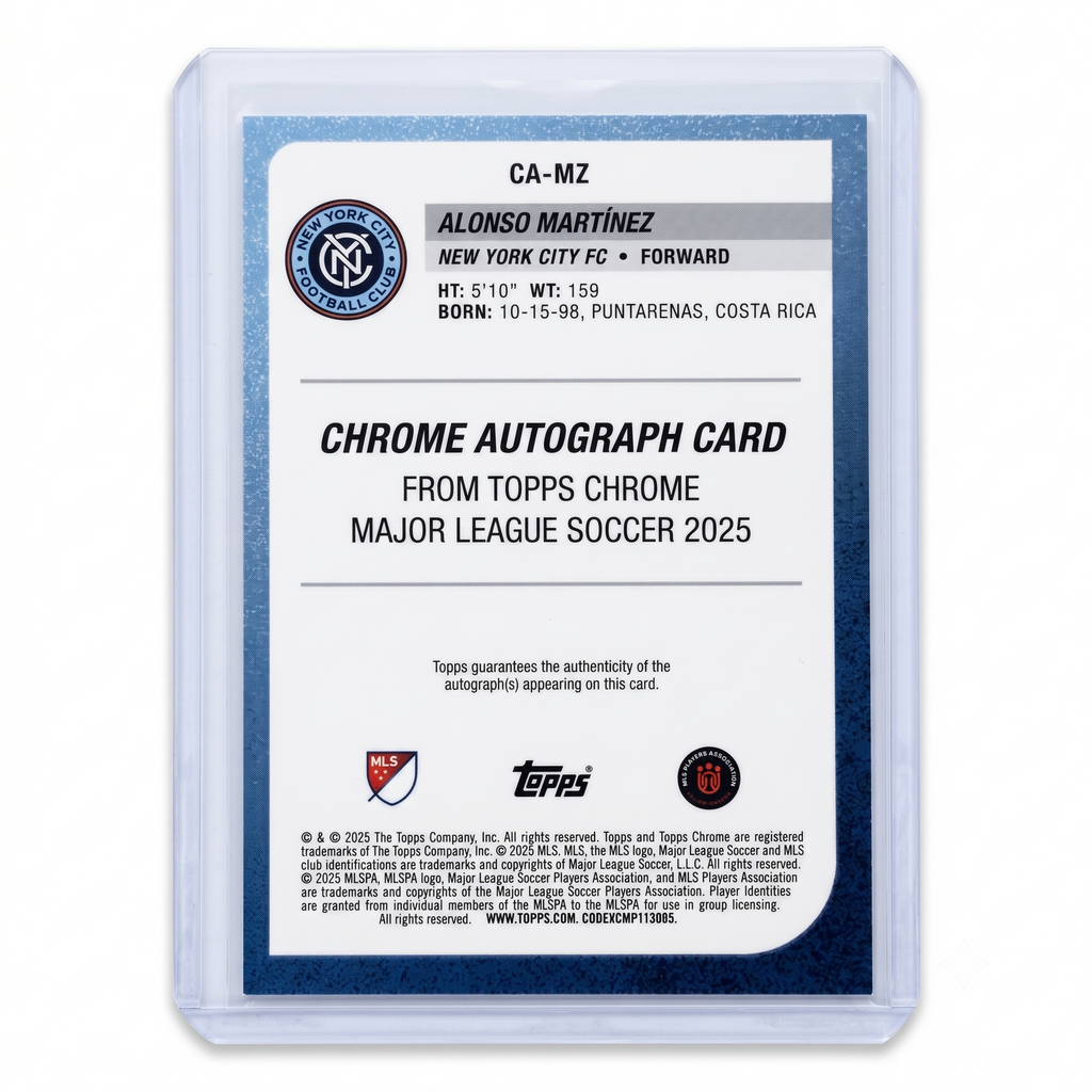 2025 TOPPS CHROME MLS ALONSO MARTINEZ CHROME AUTO GREEN REFRACTOR  84/99 #CA-MZ