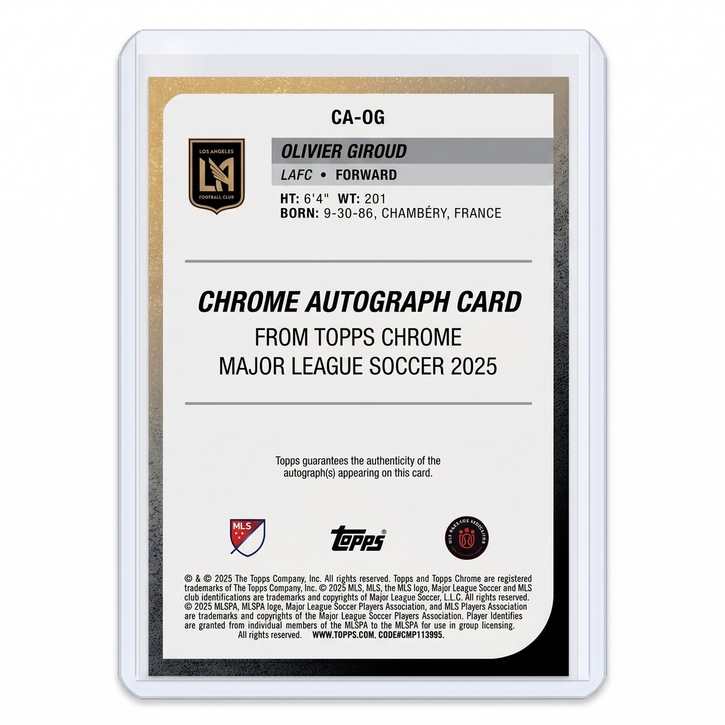 2025 TOPPS CHROME MLS OLIVIER GIROUD AUTO GOLD REFRACTOR 35/50 #CA-OG