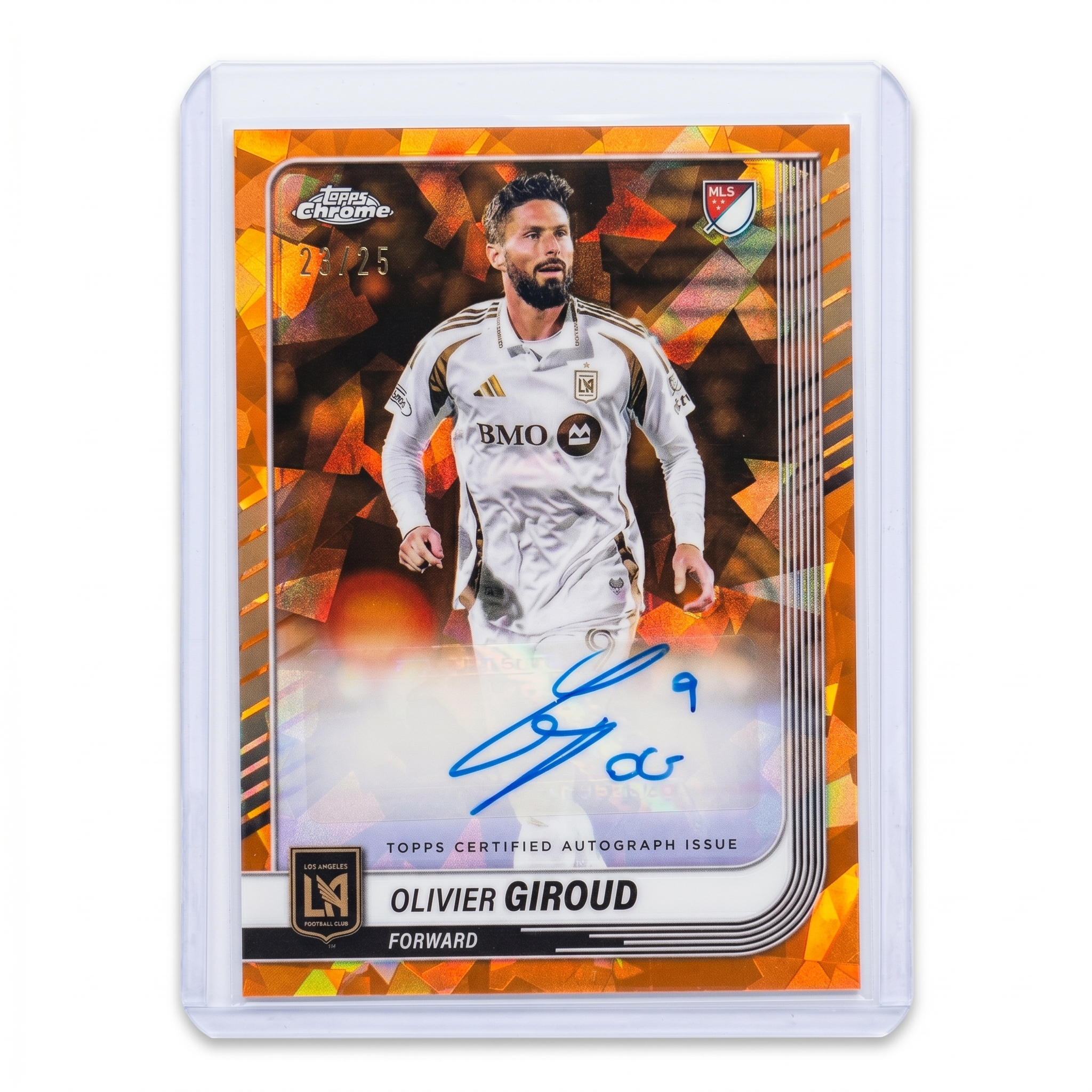 2025 TOPPS CHROME MLS OLIVIER GIROUD AUTO ORANGE REFRACTOR 23/25 #CA-OG