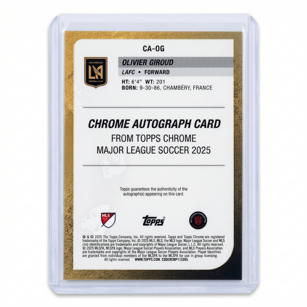 2025 TOPPS CHROME MLS OLIVIER GIROUD AUTO ORANGE REFRACTOR 23/25 #CA-OG