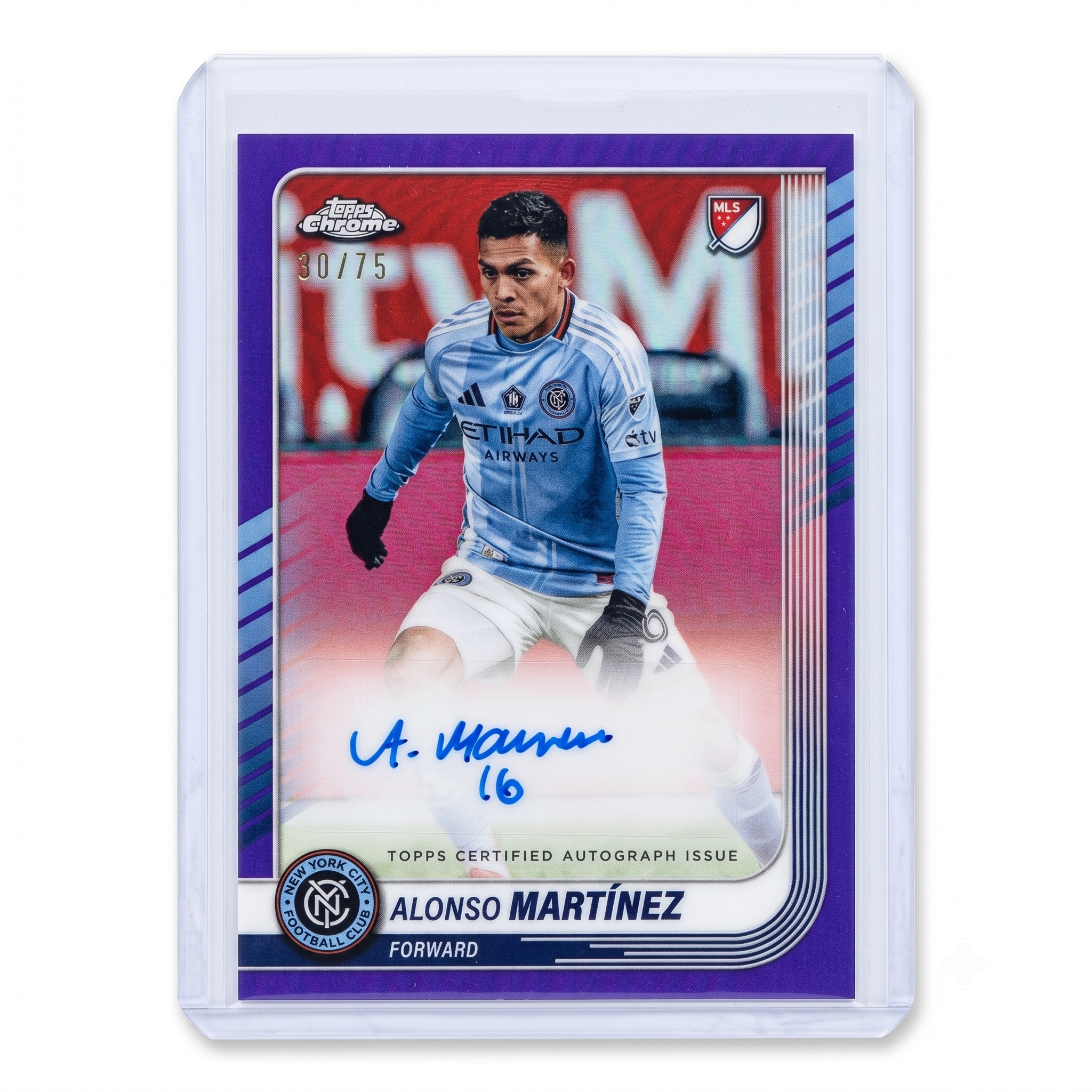 2025 Topps Chrome MLS Alonso Martinez Auto Purple Refractor 30/75 #CA-MZ