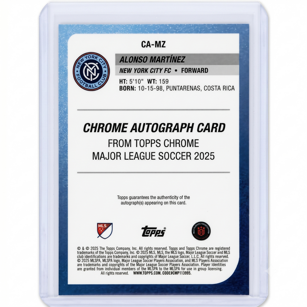 2025 Topps Chrome MLS Alonso Martinez Auto Purple Refractor 30/75 #CA-MZ