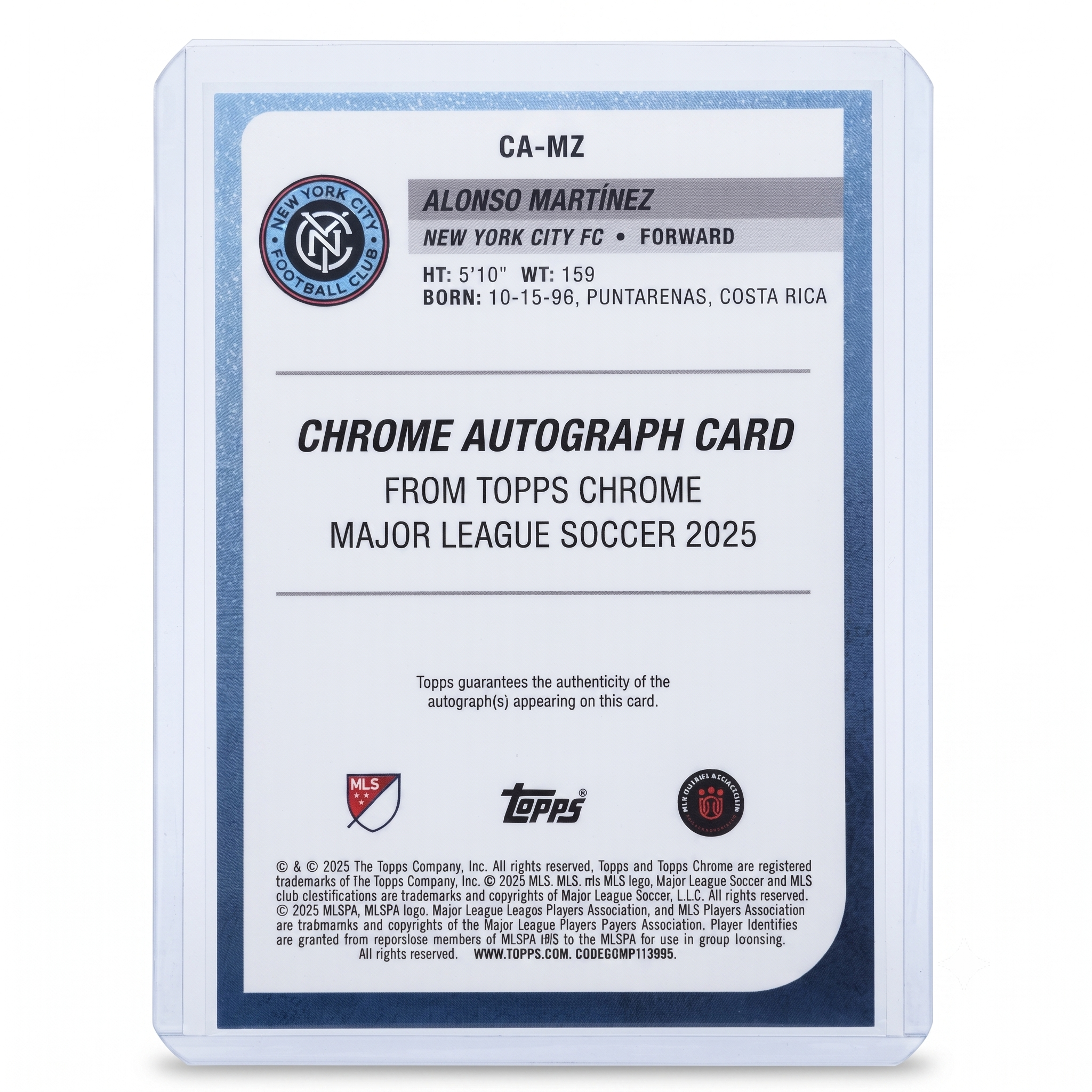 2025 Topps Chrome MLS Alonso Martinez Gold Wave Auto 37/50 #CA-MZ