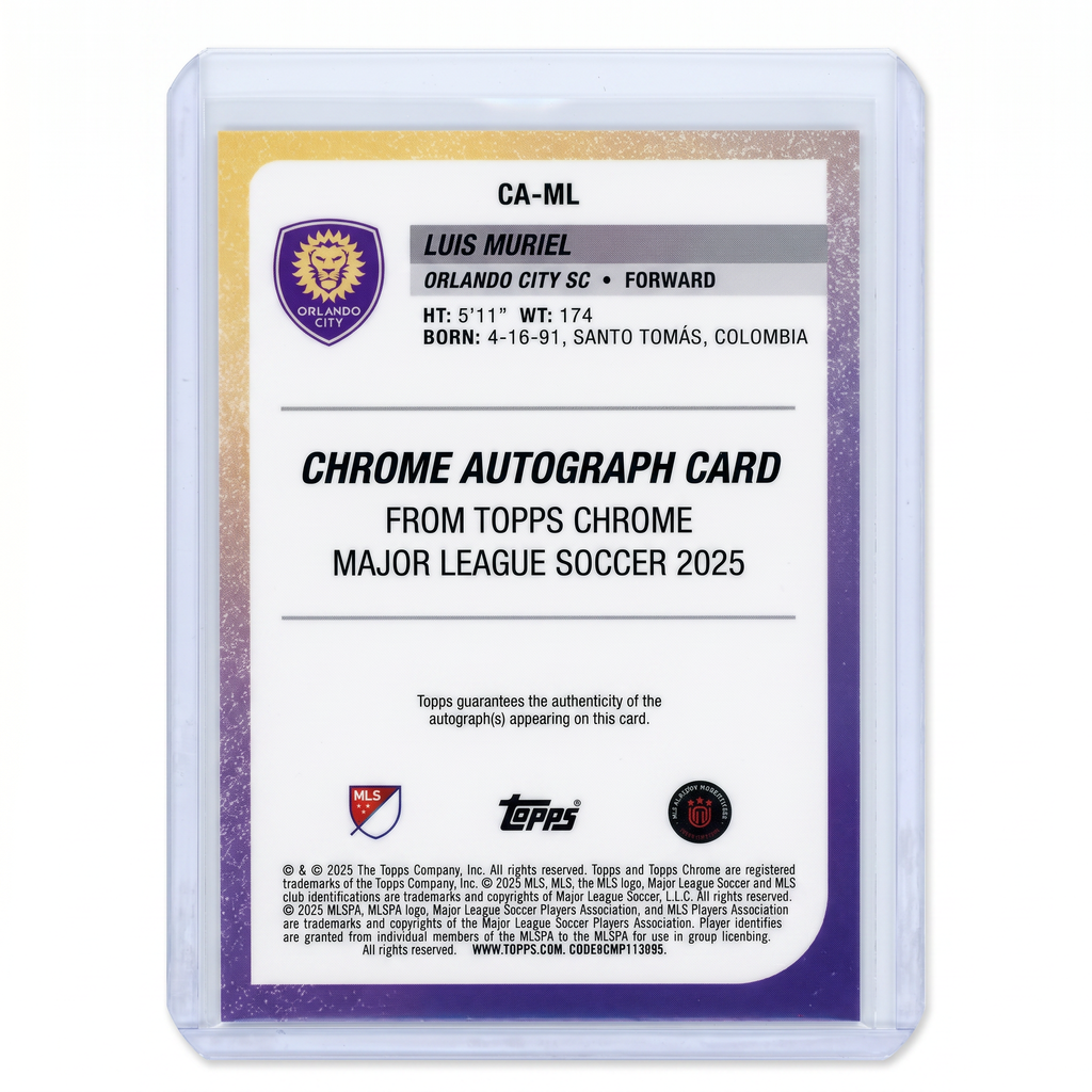 2025 Topps Chrome MLS Luis Muriel Auto Purple Parallel Color Match 61/75 CA-ML