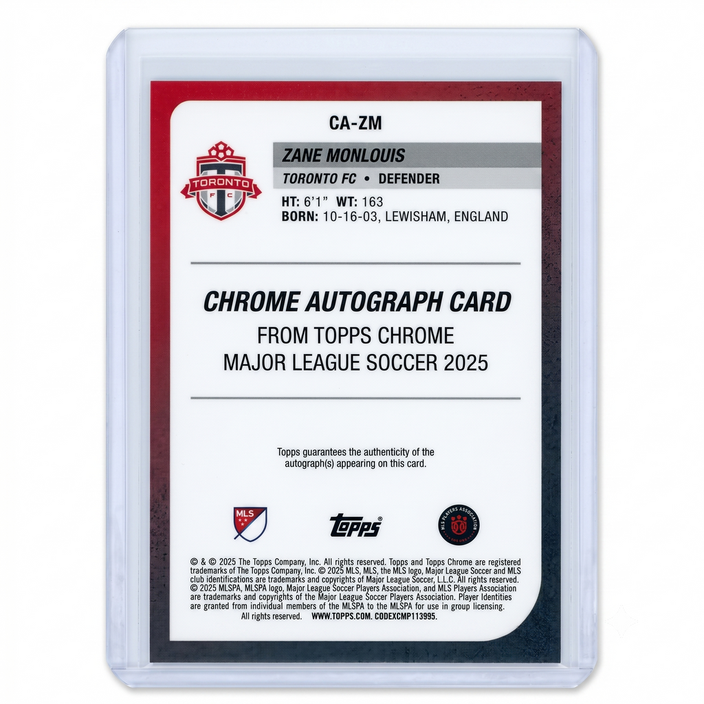 2025 Topps Chrome MLS Zane Monlouis RC Auto Aqua Wave Refractor 079/199 #CA-ZM