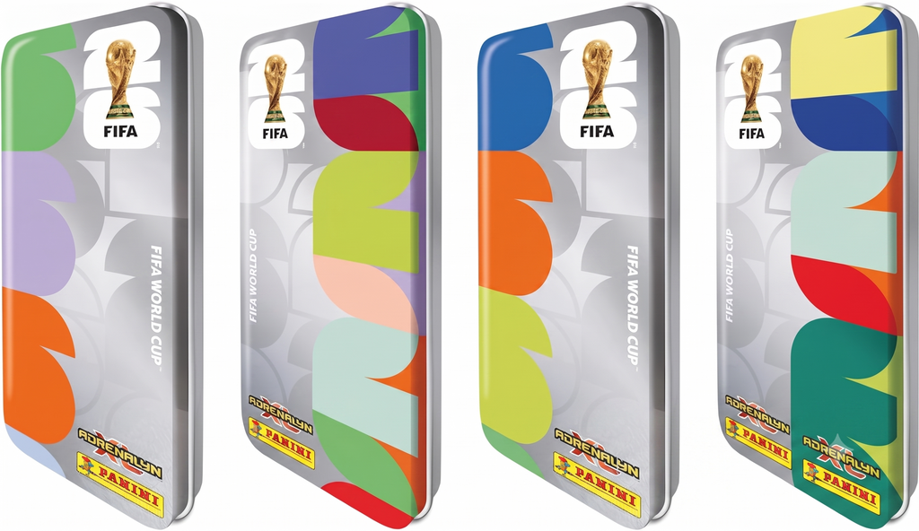 2026 Panini Adrenalyn XL WORLD CUP Soccer PENCIL Tin 4ct SET-128 CD+TROPHY CARDS