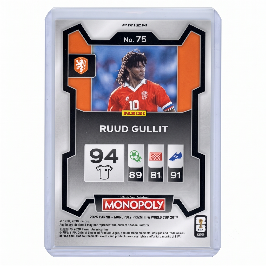 2026 Panini Monopoly Prizm FWC26 Rudd Gullit Orange Icons Prizm #75