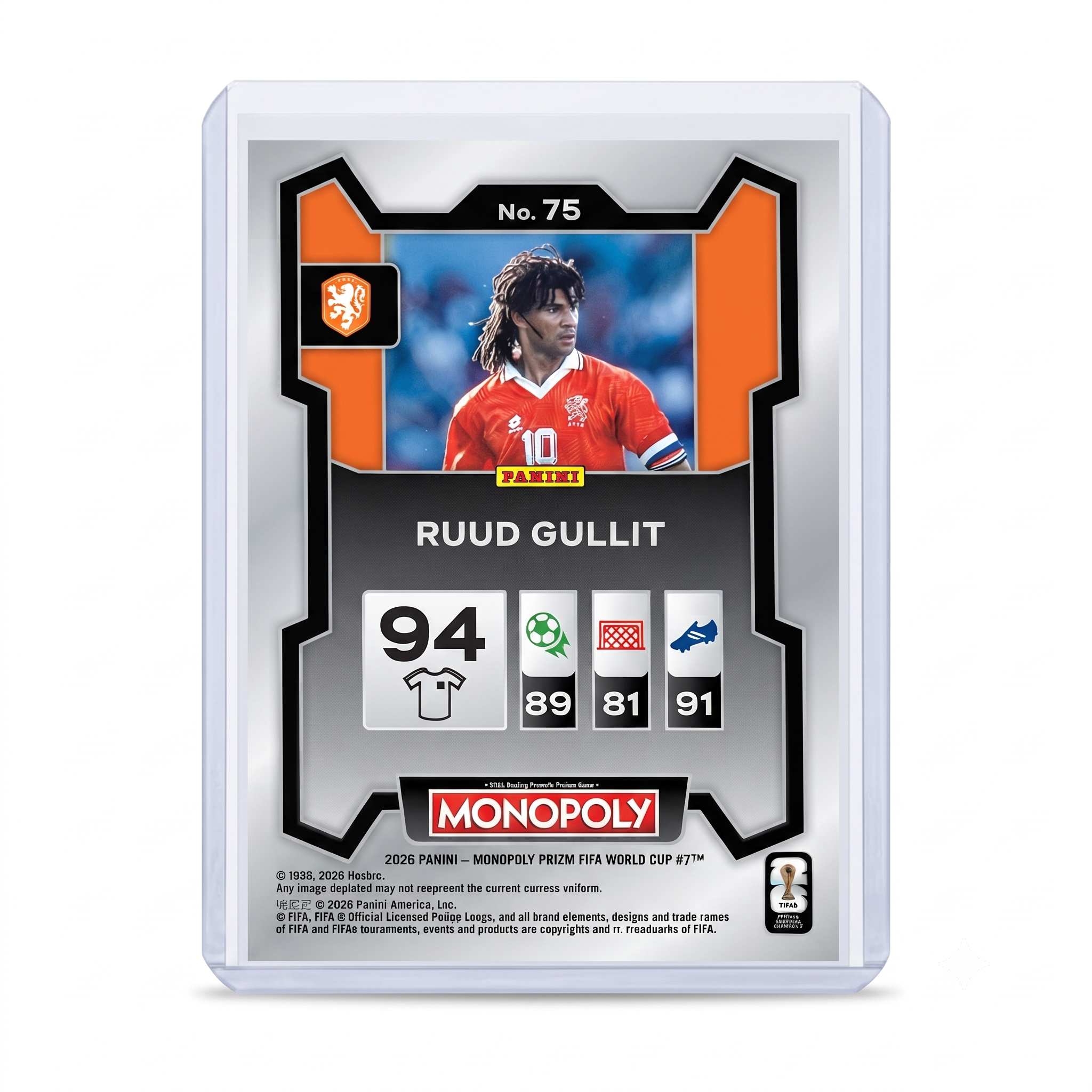 2026 Panini Monopoly Prizm FWC26 Rudd Gullit #75
