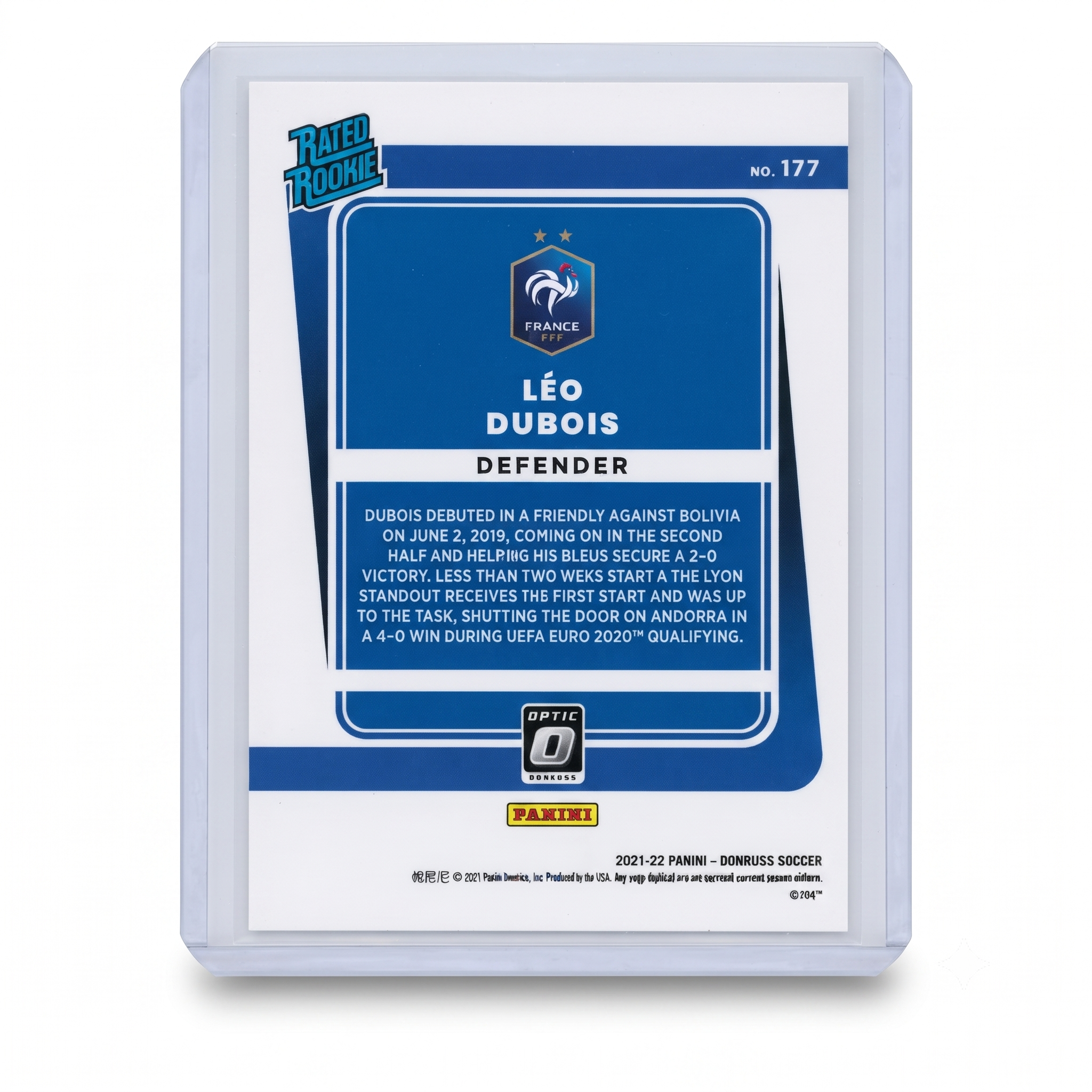 21-22 Panini Donruss RFWC22 Leo Dubois Optic 0 Rated Rookie #177