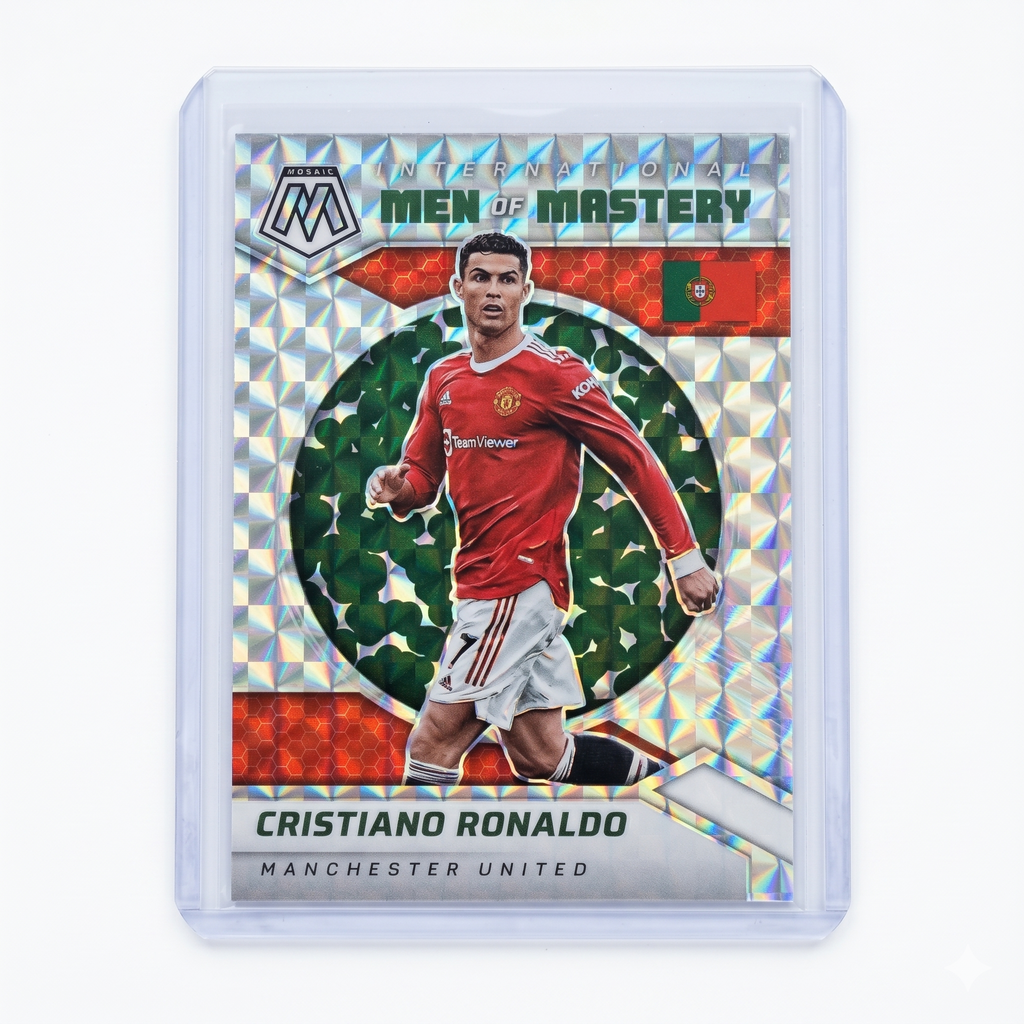 21-22 Panini Mosaic PL Cristiano Ronaldo Men of Mistery Silver Mosaic Prizm #15