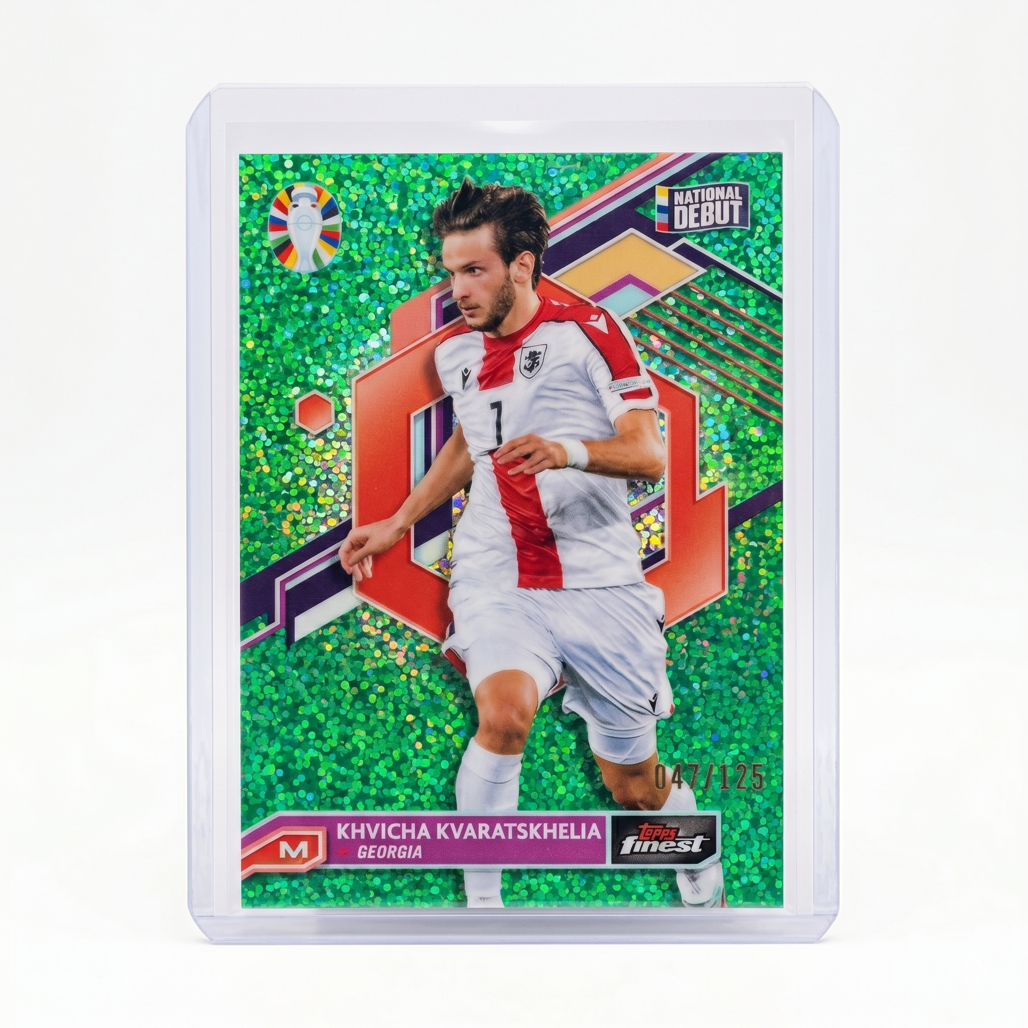 22-23 Topps Finest Khvicha Kvaratskhelia National Debut Green Speckle 047/125 #31