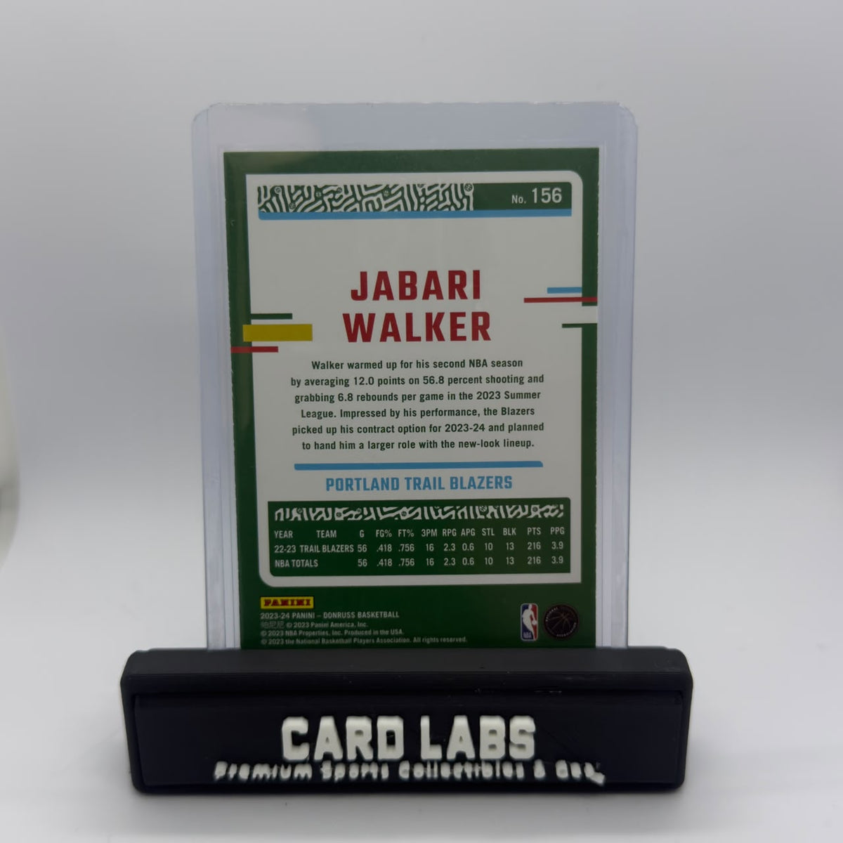23-24 Panini Donruss Basketball Jabari Walker Green Lazer #156