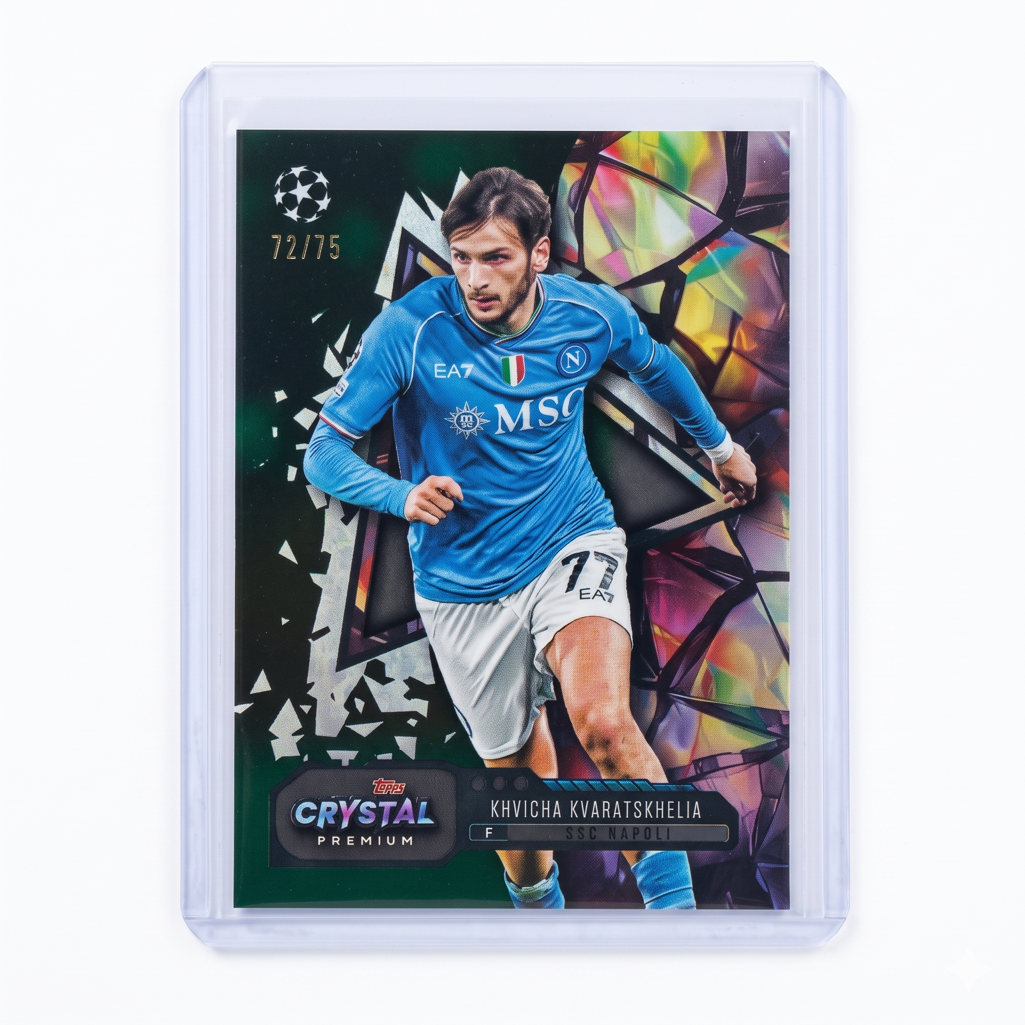 23-24 Topps Crystal Premium UEFA Khvicha Kvaratskhelia Green 72/75 #61