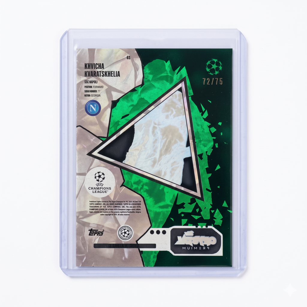 23-24 Topps Crystal Premium UEFA Khvicha Kvaratskhelia Green 72/75 #61