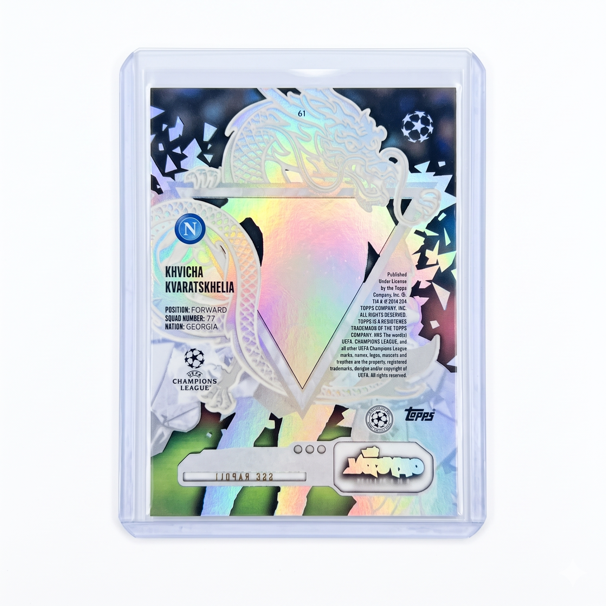 23-24 Topps Crystal Premium UEFA Khvicha Kvaratskhelia Red Dragon #61  SSP Case Hit