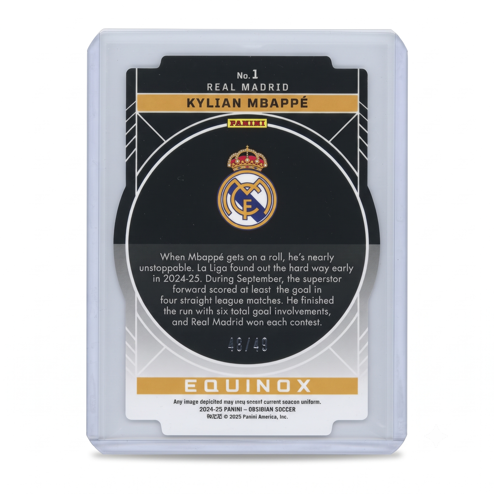 24-25 Panini Obsidian Soccer Kylian Mbappe EQUINOX Cut Purple 48/49 #1