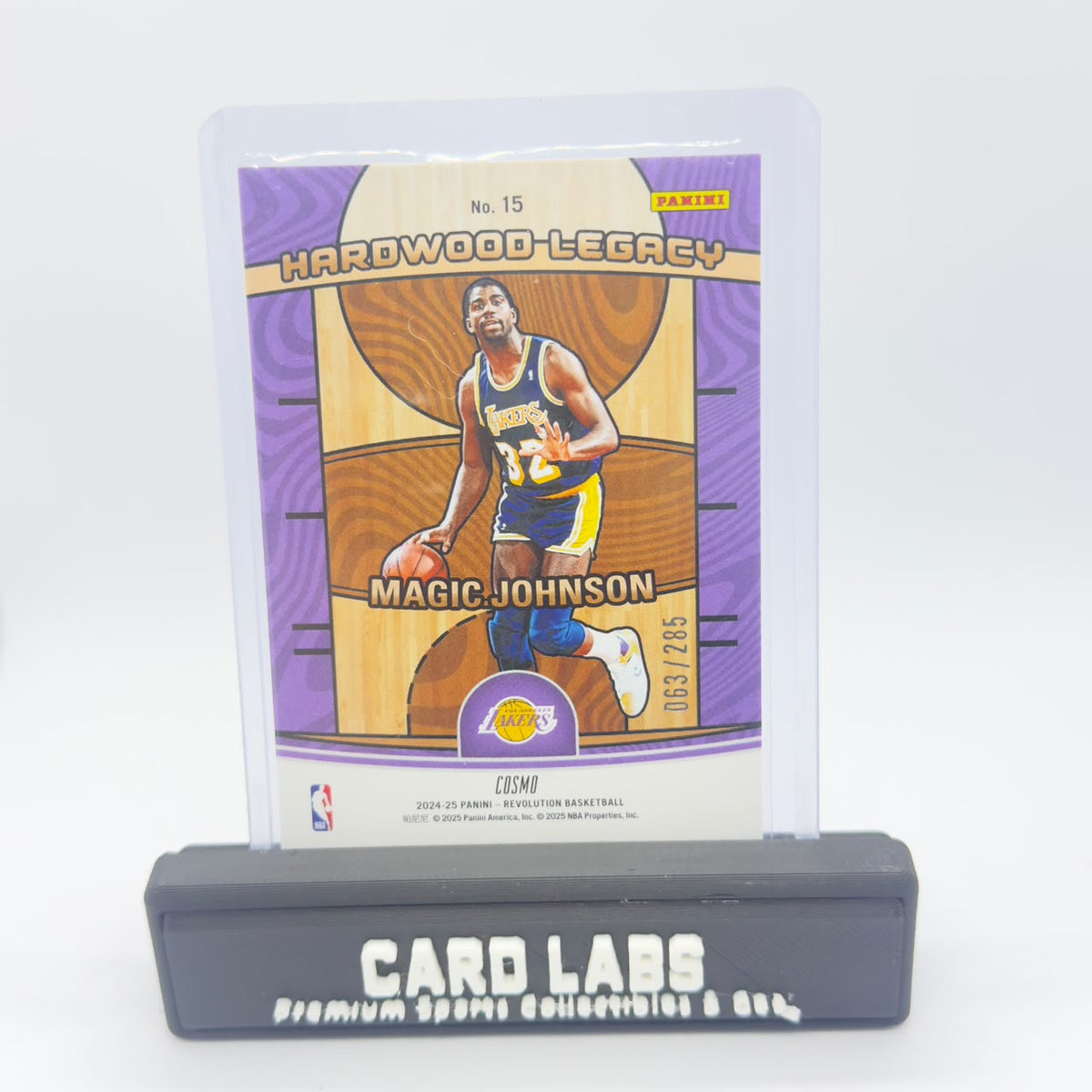 24-25 Panini Revolution Magic Johnson Hardwood Legacy Blue Cosmo 063/285 #15