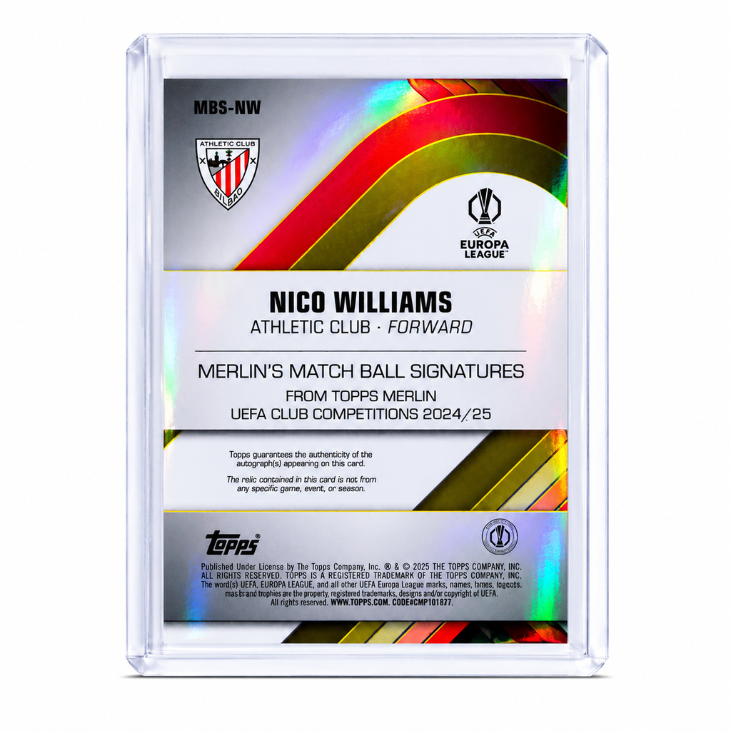 24-25 Topps Merlin UCC Nico Williams Merlin´s Match Ball Signatures #MBS-NW