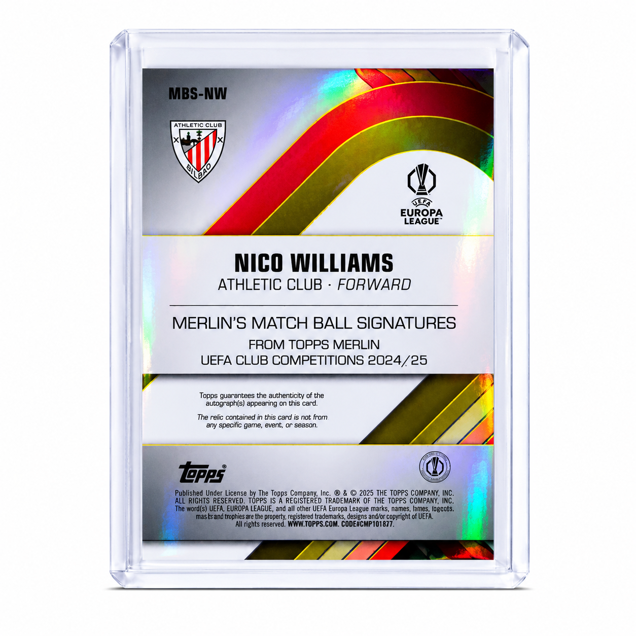 24-25 Topps Merlin UCC Nico Williams Merlin´s Match Ball Signatures #MBS-NW