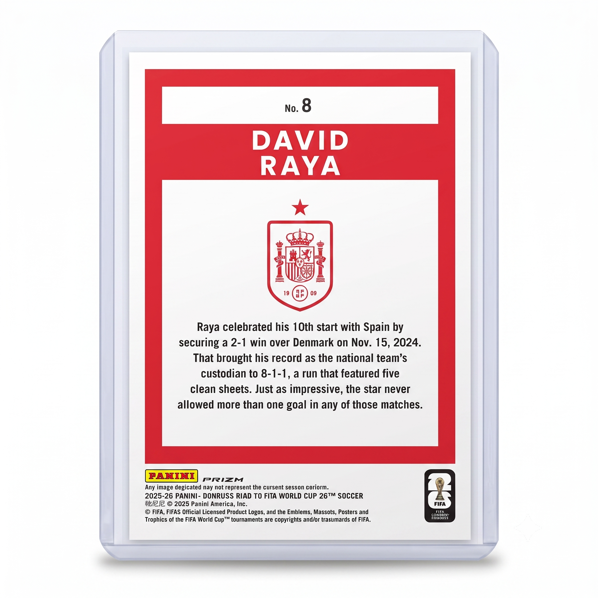 25-26 Panini Donruss RFWC26 David Raya Optic 0 Silver Holo #8