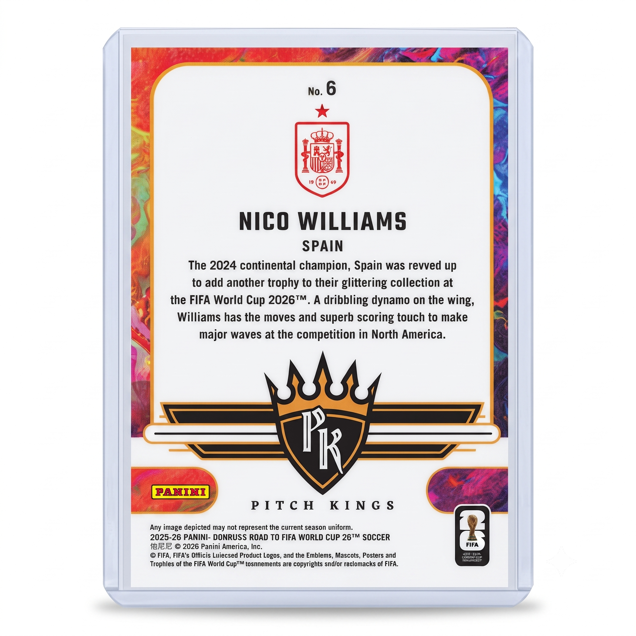 25-26 Panini Donruss RFWC26 Nico Williams Pítch Kings RED #6