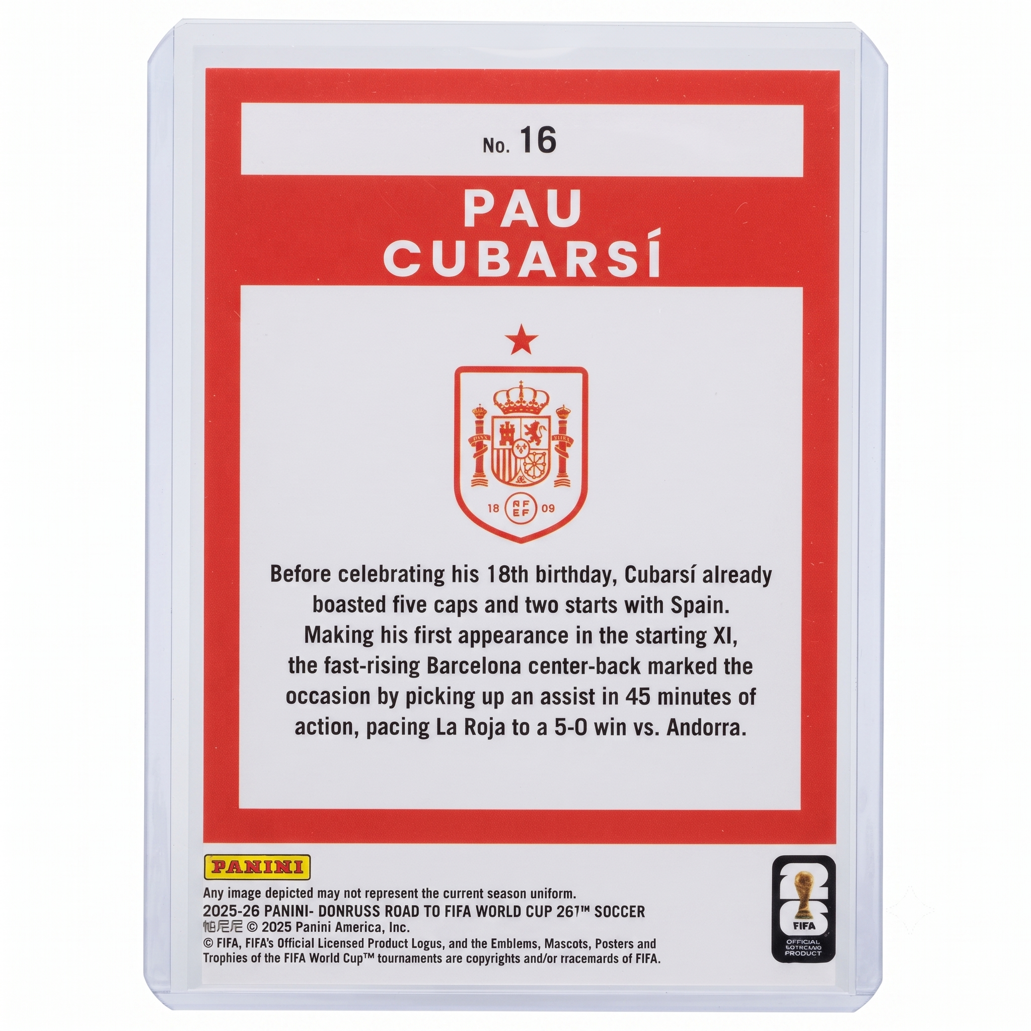 25-26 Panini Donruss RFWC26 Pau Cubarsí #16