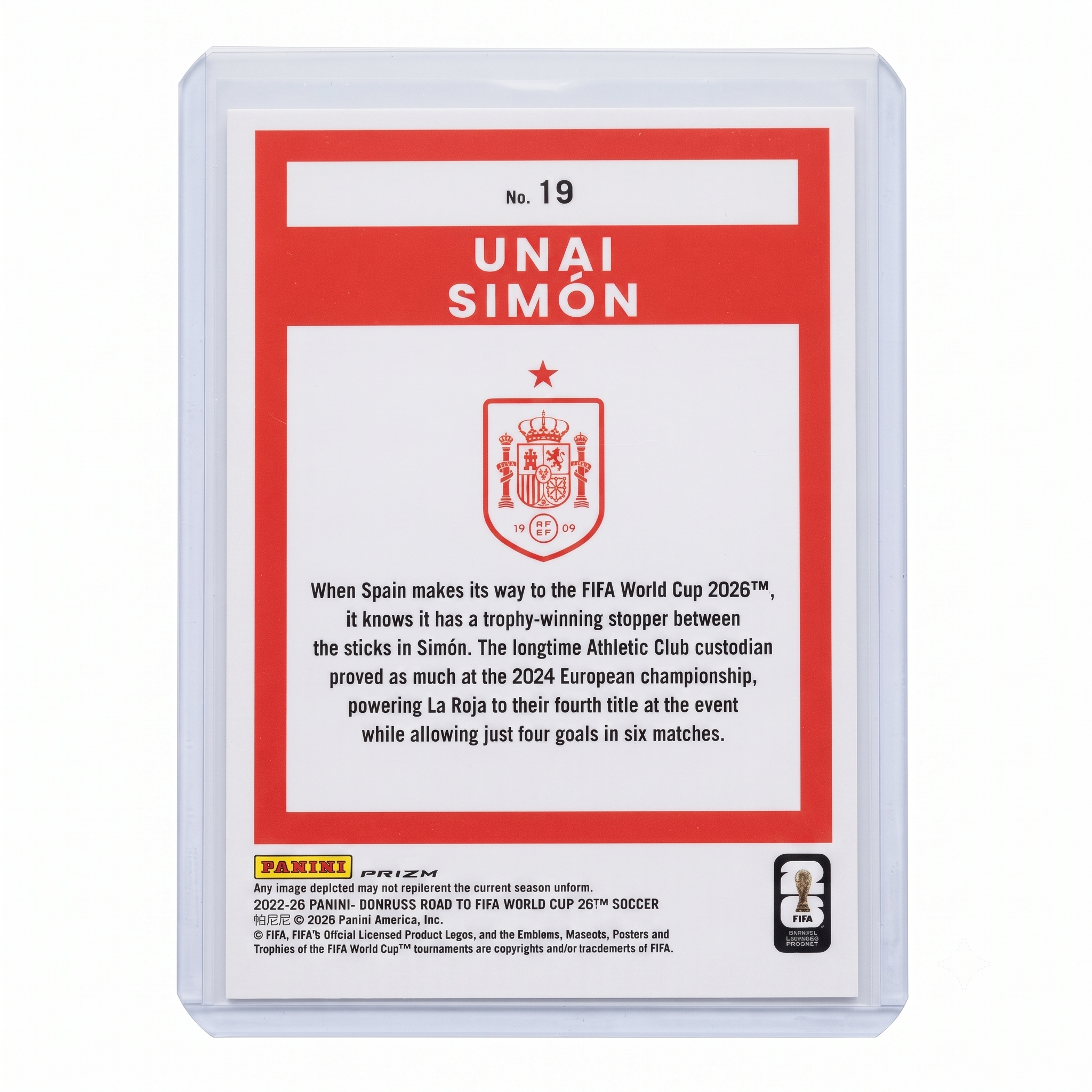 25-26 Panini Donruss RFWC26 Unai Simon Optic 0 Silver Holo #19