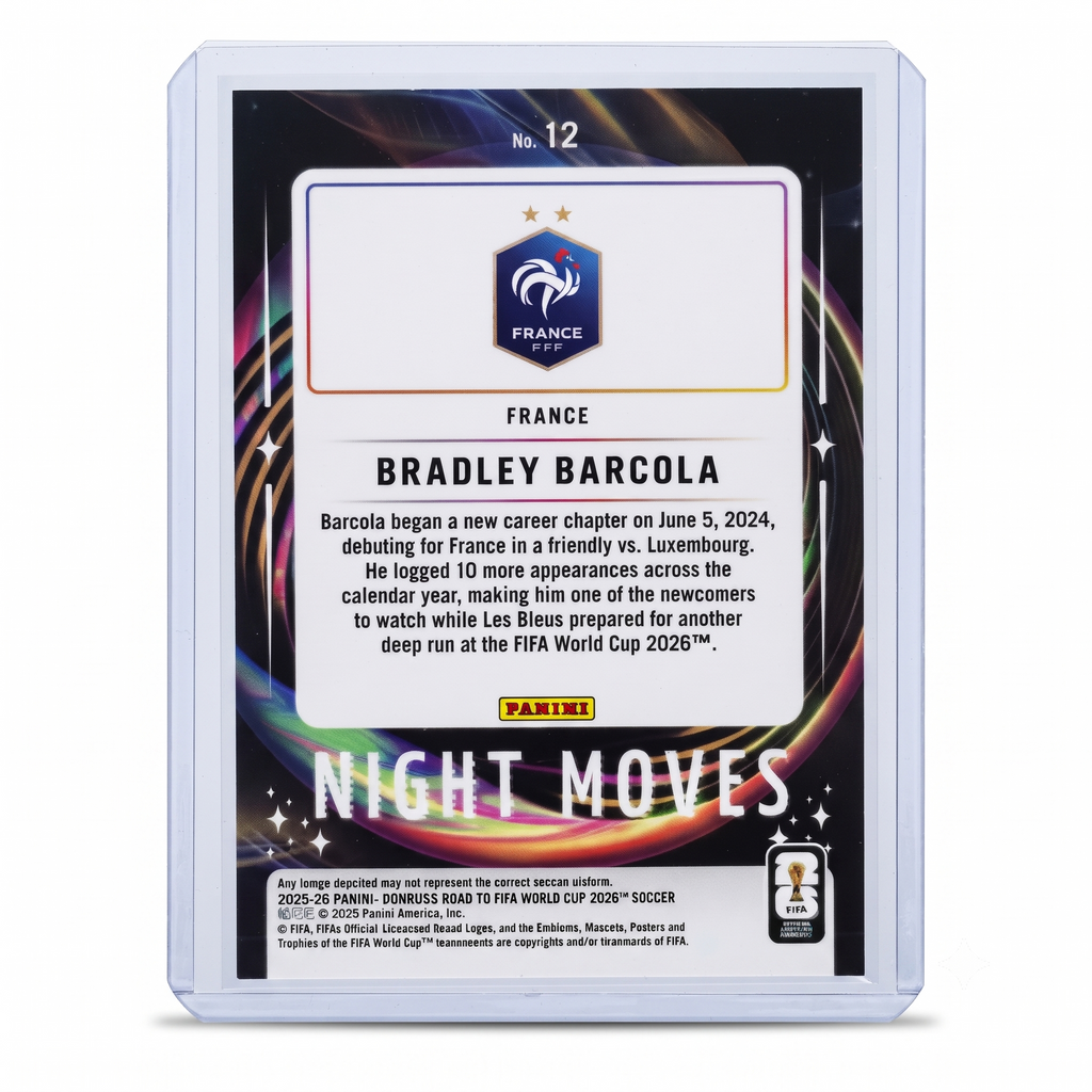 25-26 Panini Donruss RFWC Bradley Barcola Night Moves #12 SSP