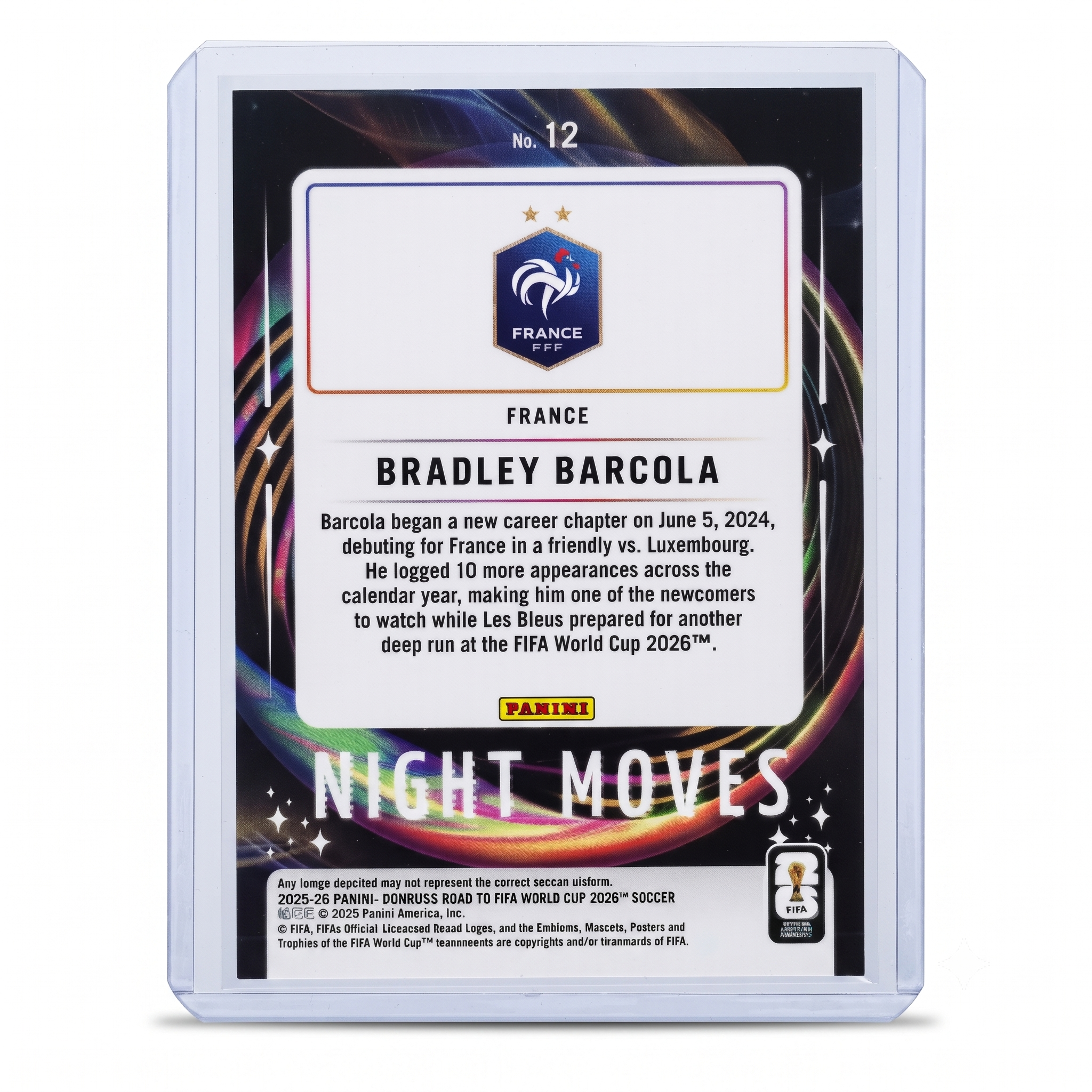 25-26 Panini Donruss RFWC Bradley Barcola Night Moves #12 SSP