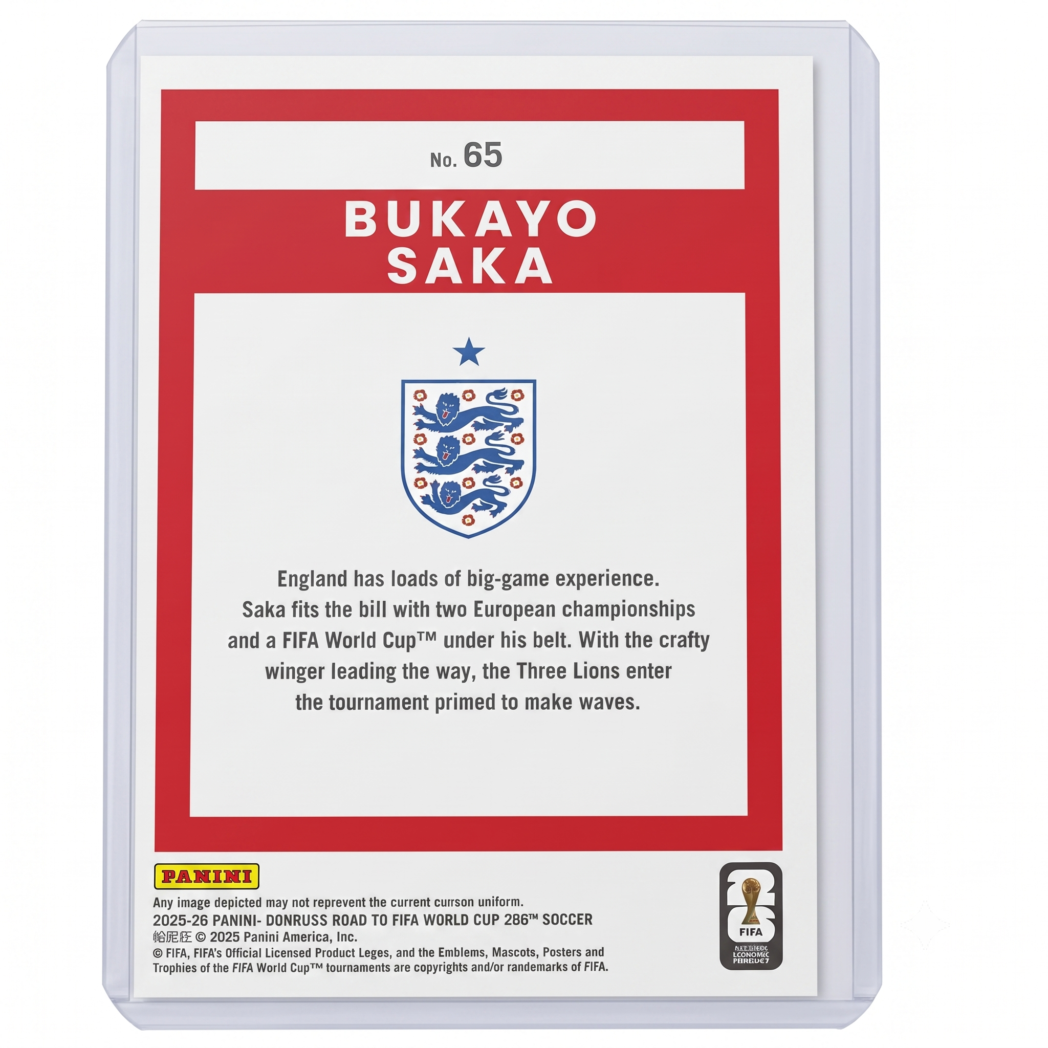 25-26 Panini Donruss RFWC Bukayo Saka Bronze #65