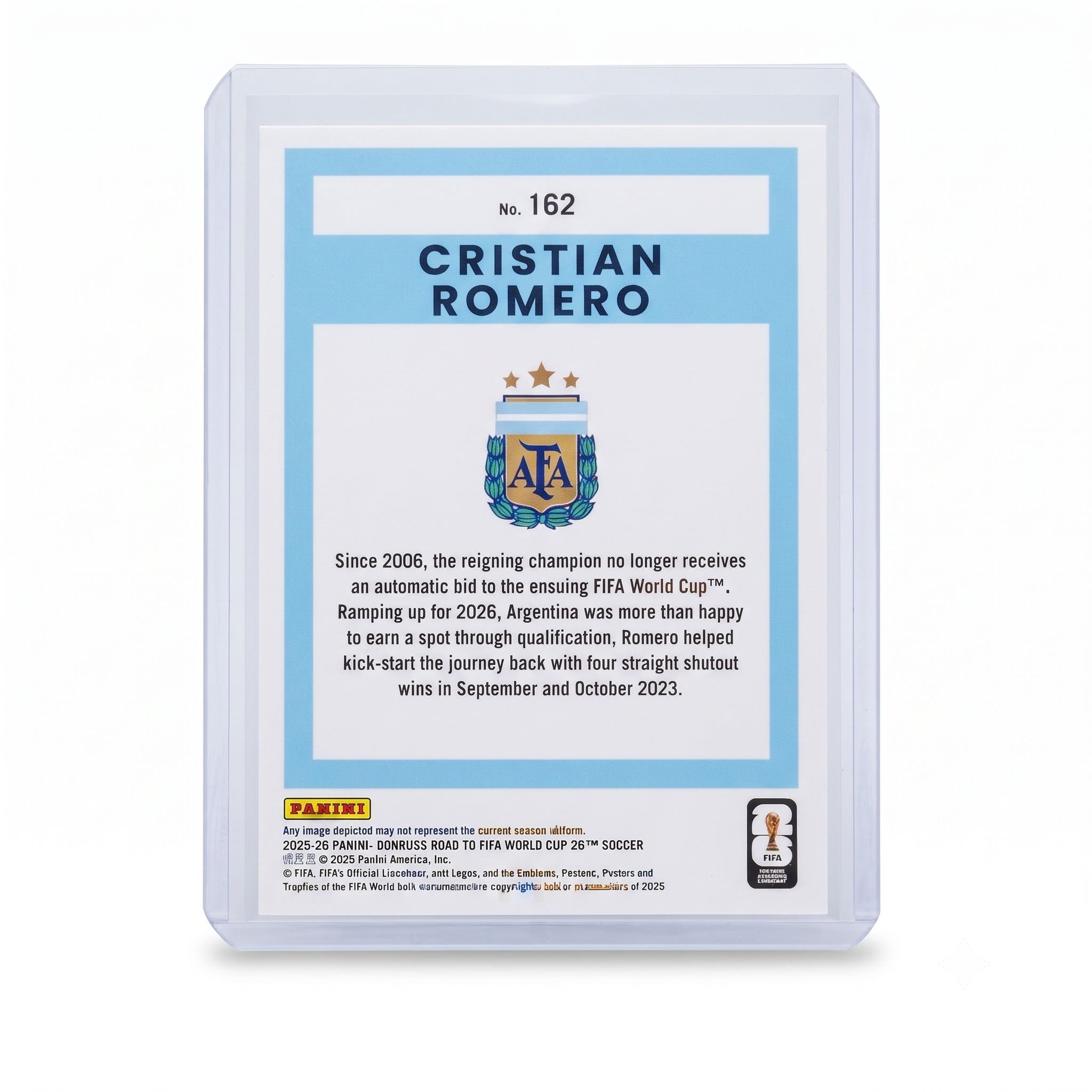 25-26 Panini Donruss RFWC Cristian Romero Silver Lazer #162