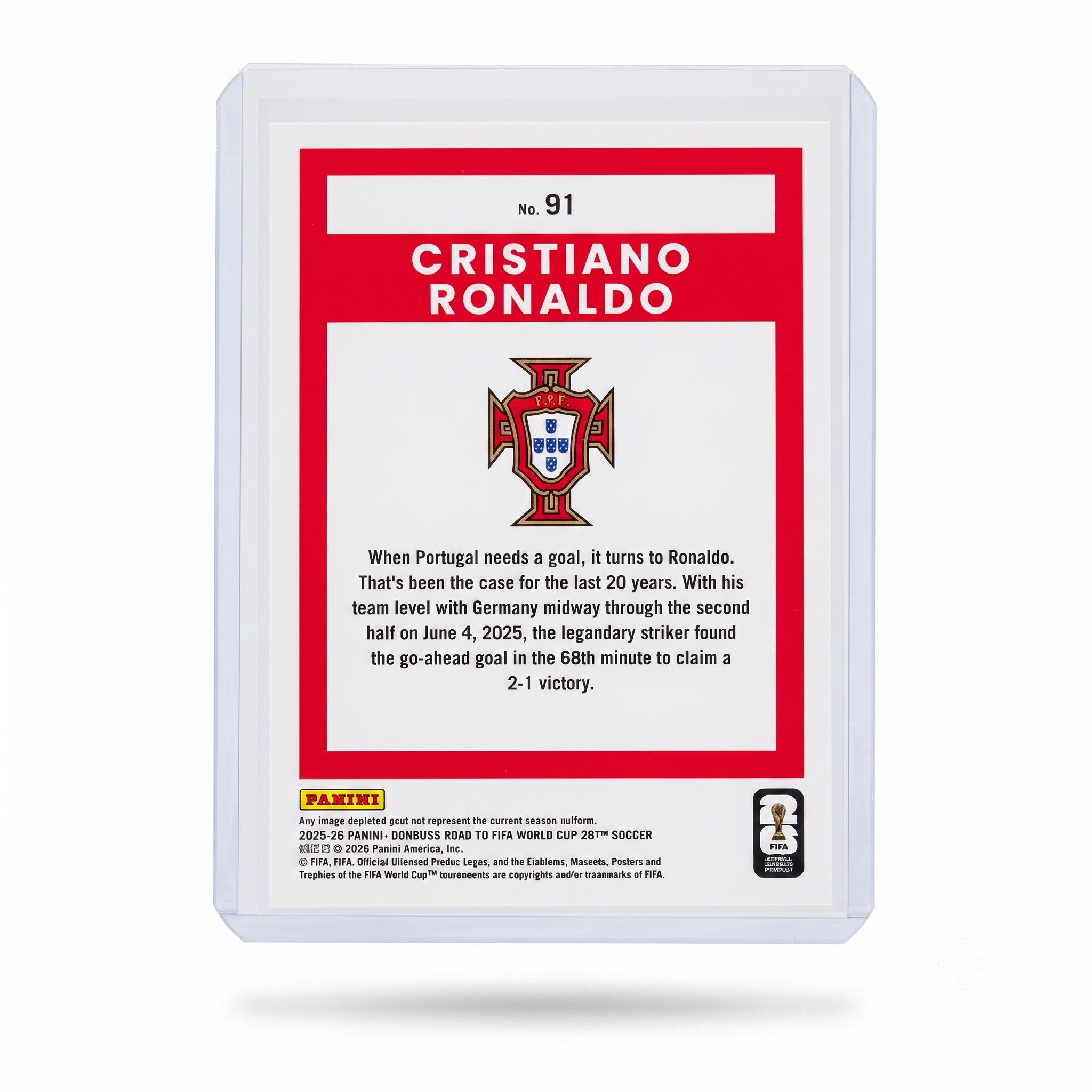 25-26 Panini Donruss RFWC Cristiano Ronaldo Red & Blue Mojo #91 SP