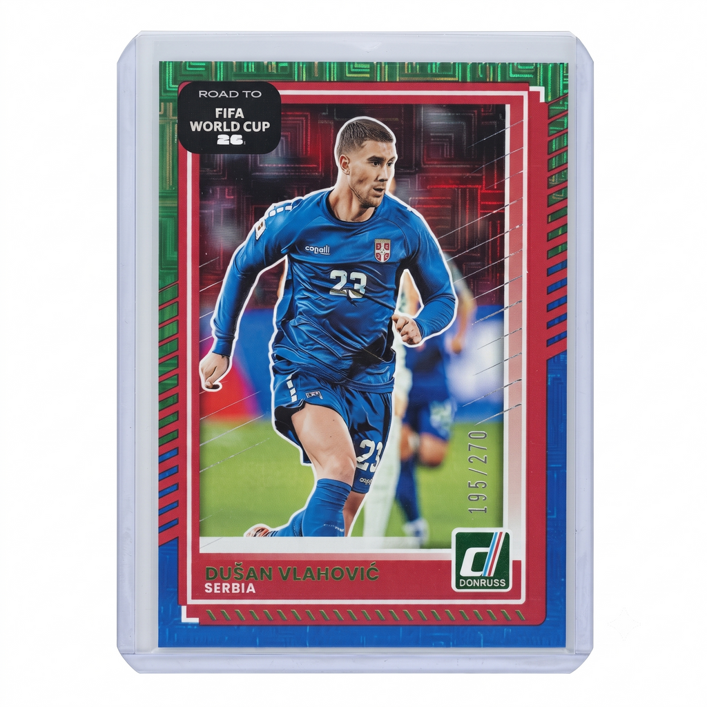 25-26 Panini Donruss RFWC Dusan Vlahovic Green & Blue Maze 195/270 #54