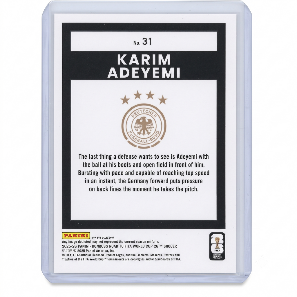 25-26 Panini Donruss RFWC Karim Adeyemi Optic 0 Silver Velocity #31