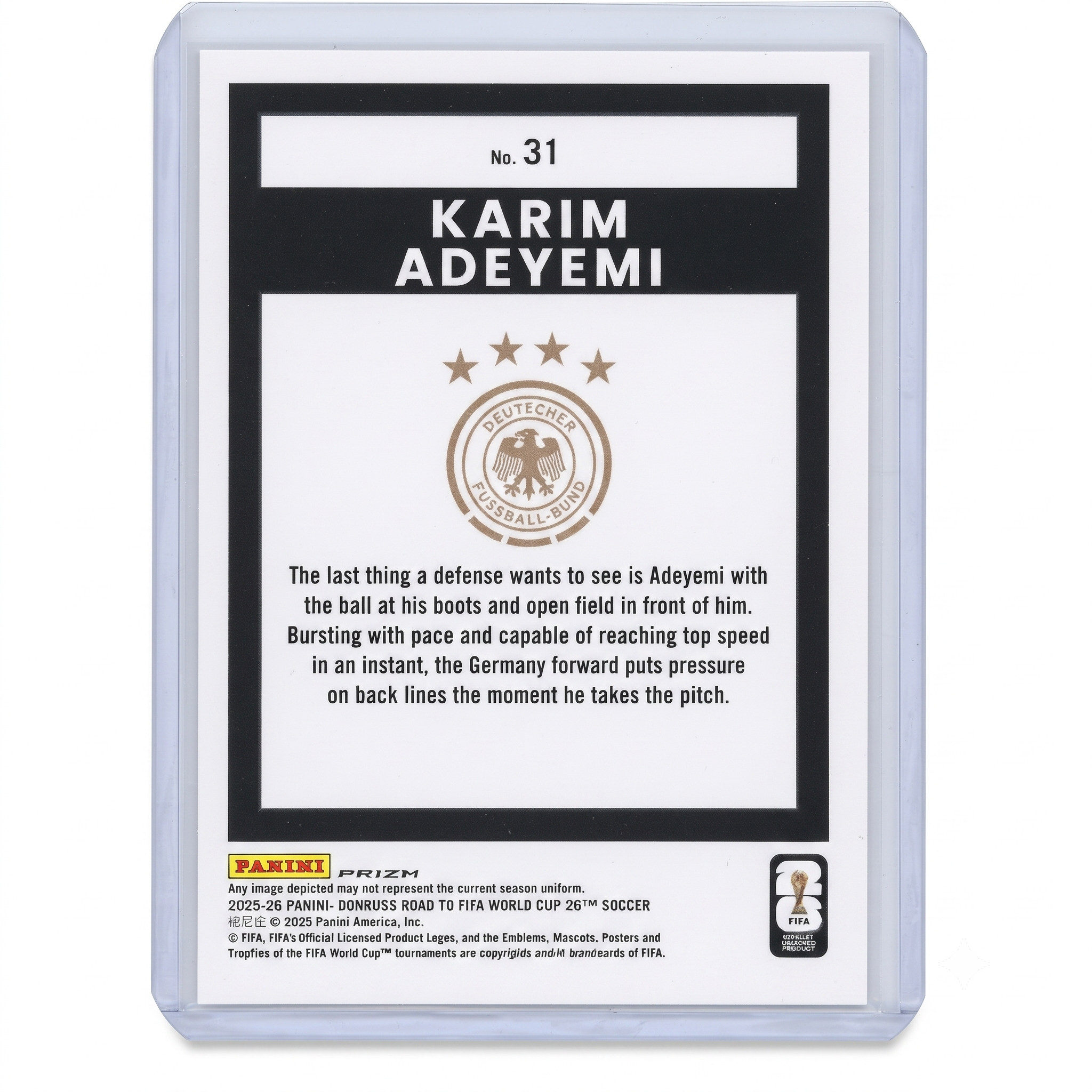 25-26 Panini Donruss RFWC Karim Adeyemi Optic 0 Silver Velocity #31