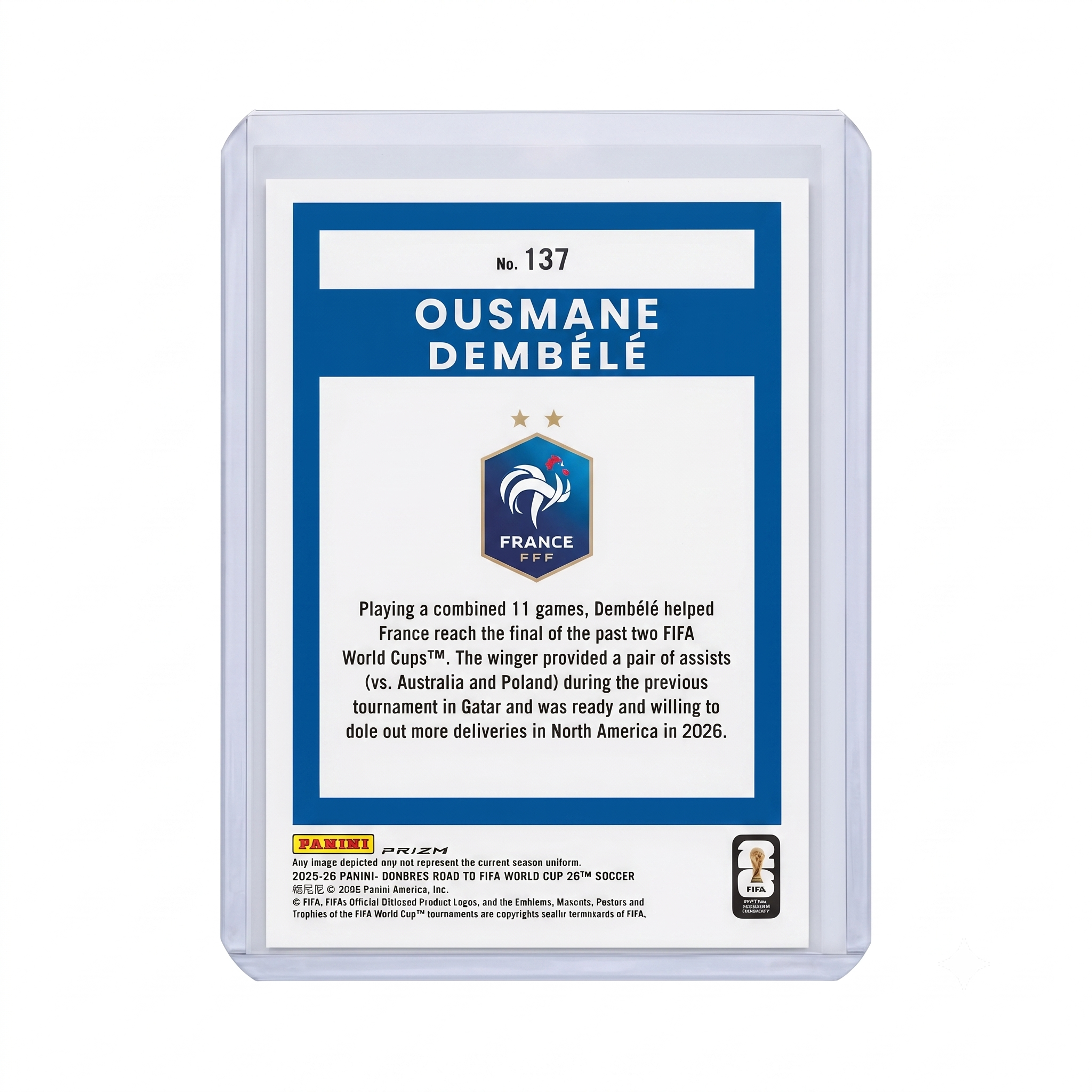 25-26 Panini Donruss RFWC Ousmane Dembélé Optic 0 Silver Holo Prizm #137