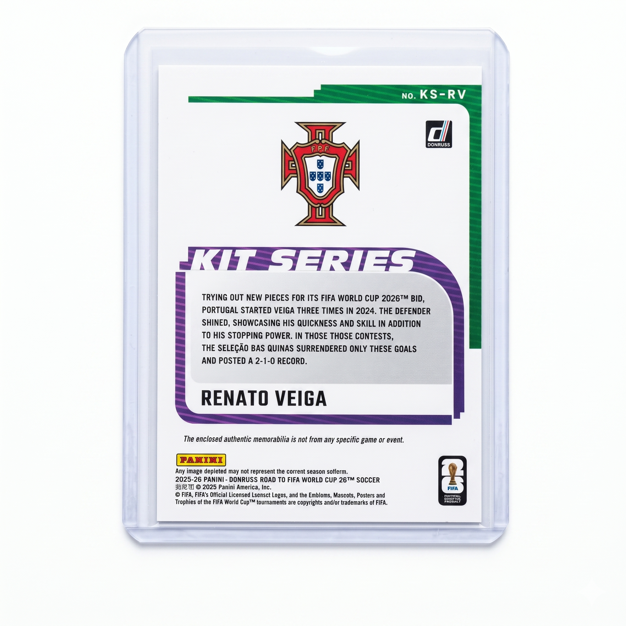 25-26 Panini Donruss RFWC Renato Veiga Kit Series 07/10 #KS-RV