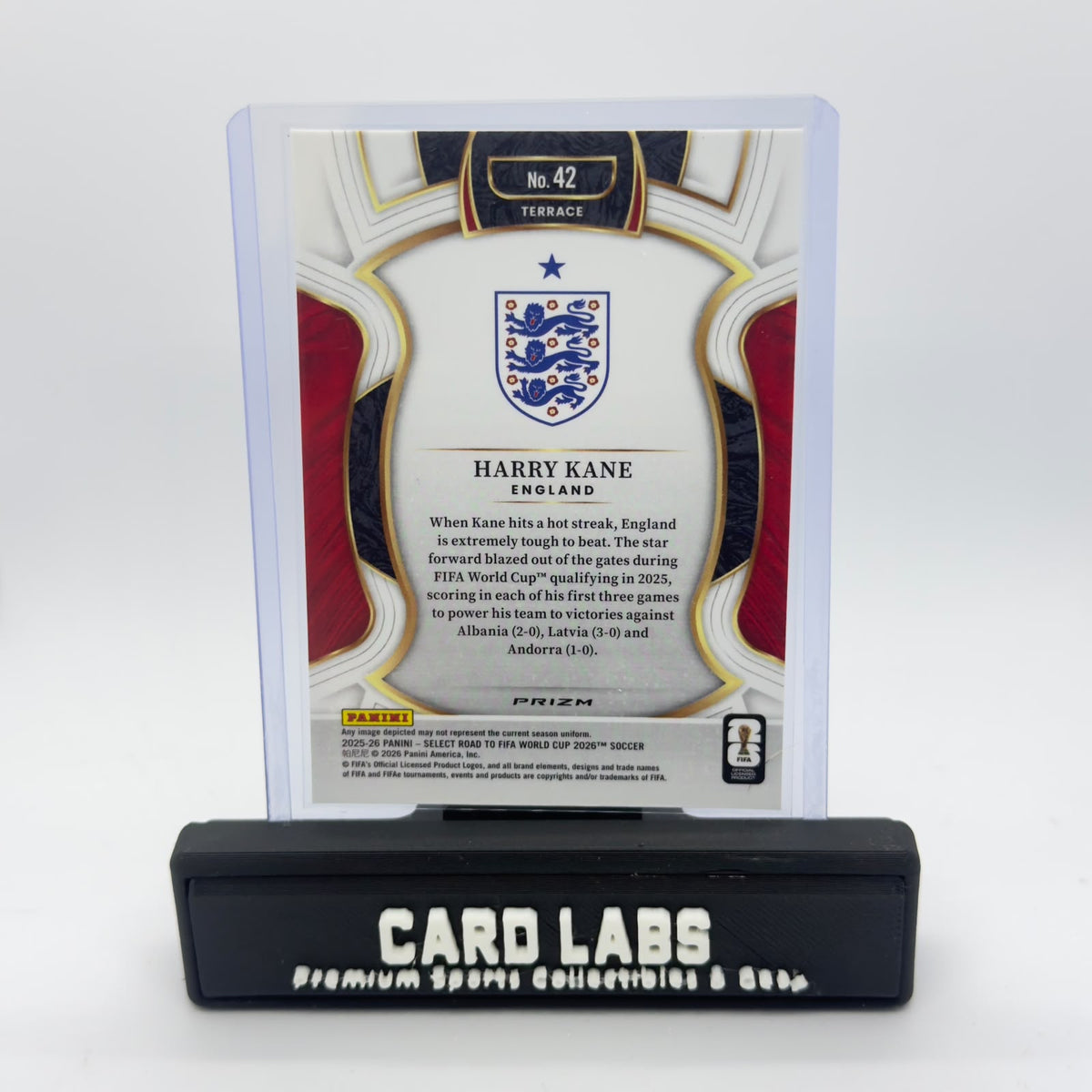 25-26 Panini Select Road to FIFA Word Cup 26 Harry Kane Terrance Silver Cracked Ice #42