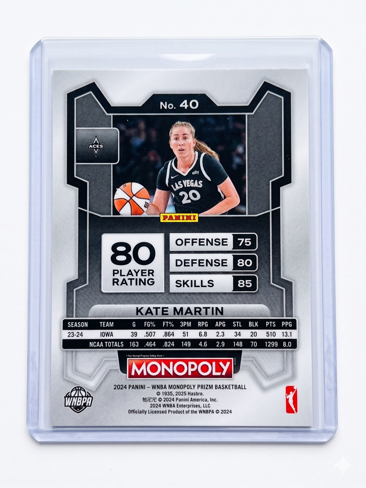 2024 Panini WNBA Monopoly PRIZM KATE MARTIN RC Base #40